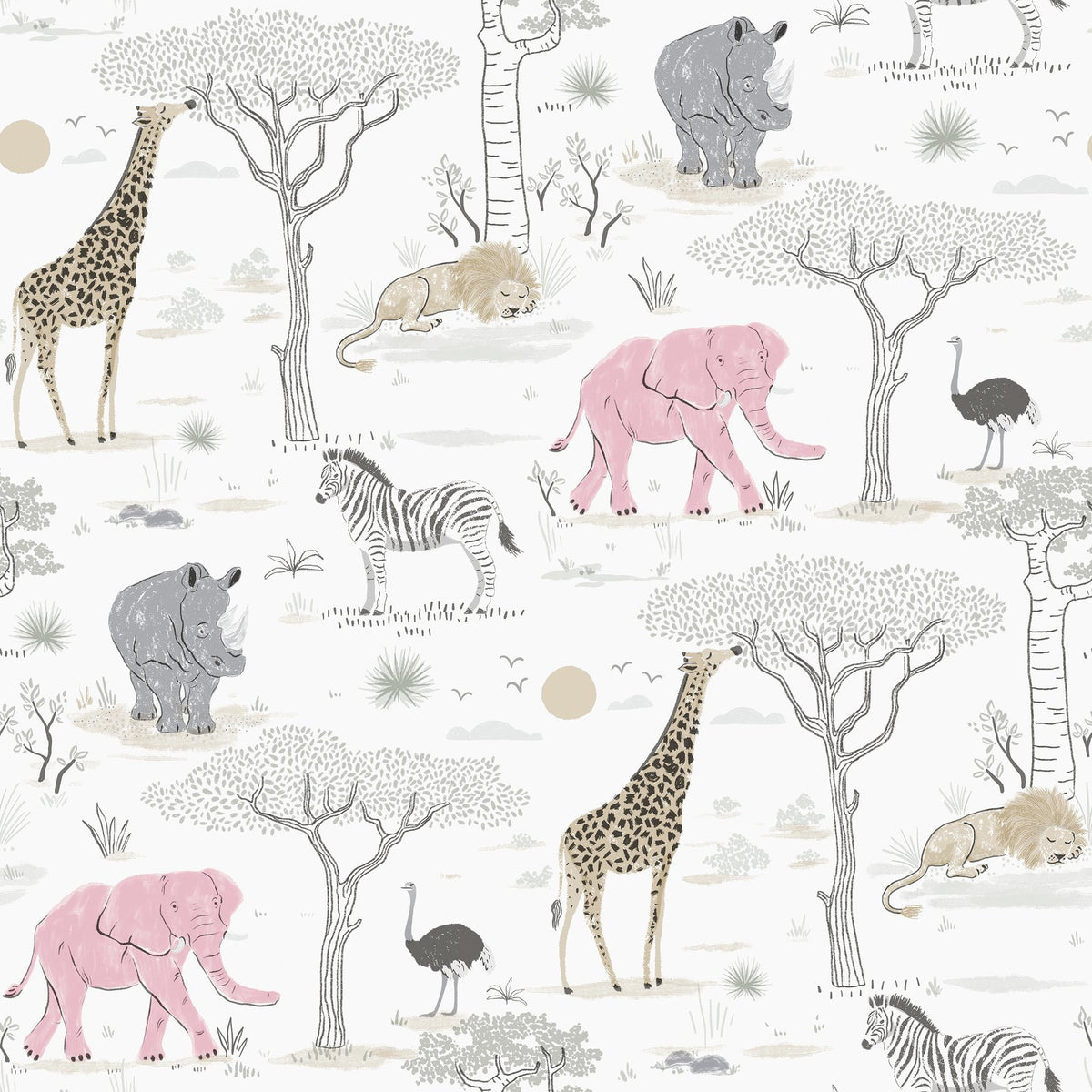 Savannah Wallpaper in Grey color - pattern number G78589 - by Galerie in the Kids and Teens collection