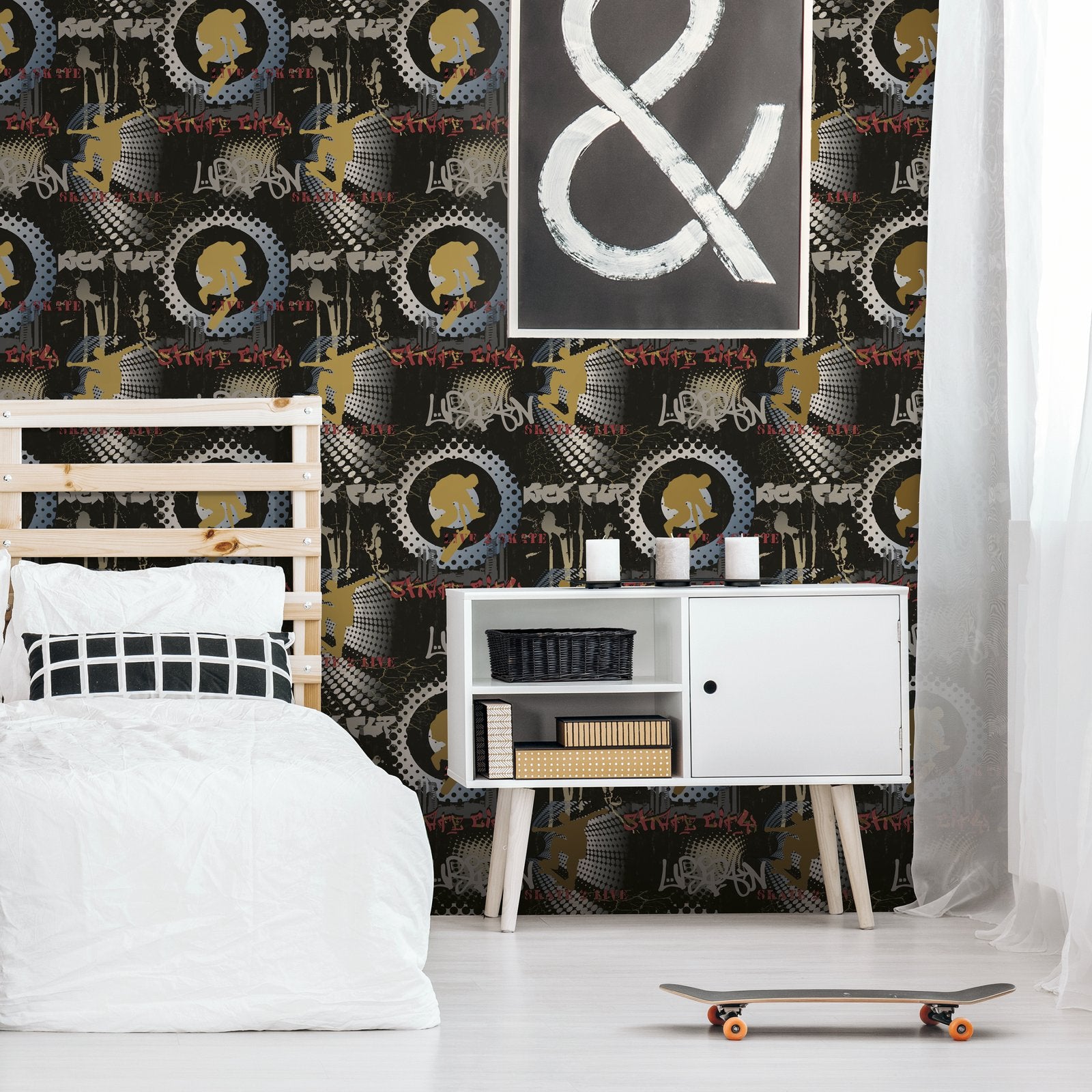 Skater Boy Wallpaper in Grey color - pattern number G78594 - by Galerie in the Kids and Teens collection