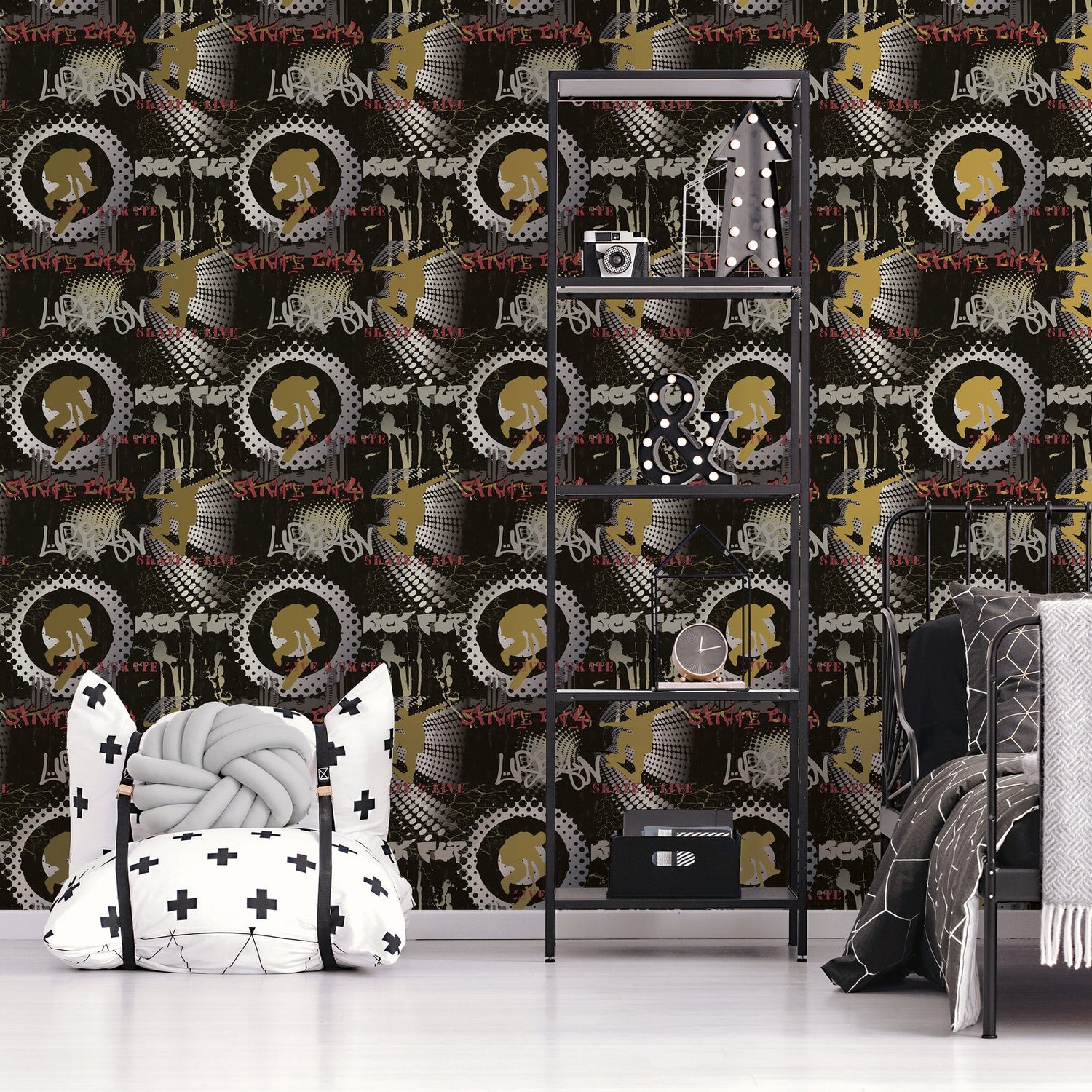 Skater Boy Wallpaper in Grey color - pattern number G78594 - by Galerie in the Kids and Teens collection