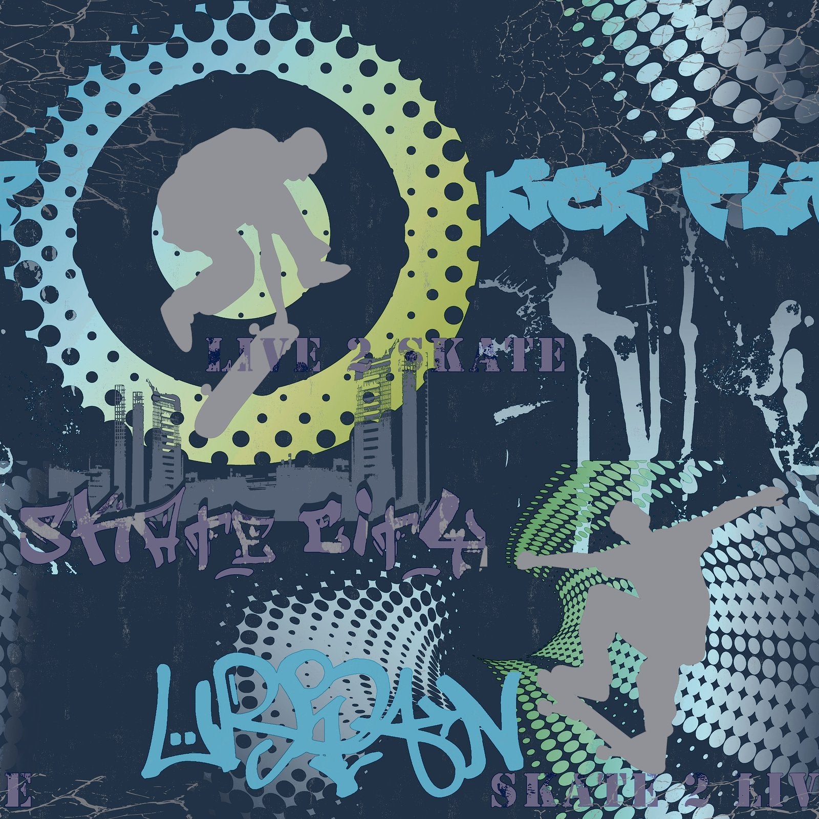 Skater Boy Wallpaper in Blue color - pattern number G78595 - by Galerie in the Kids and Teens collection