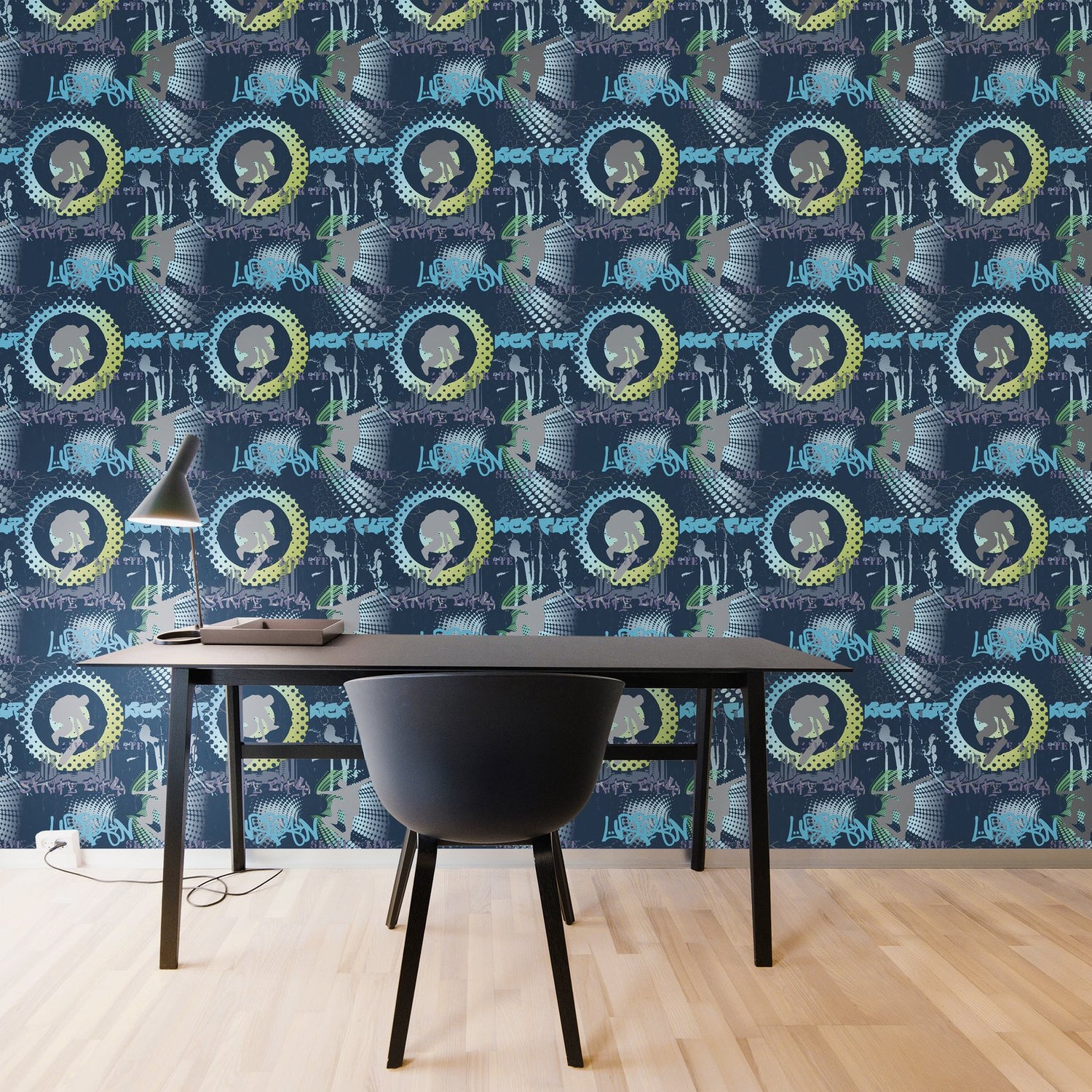 Skater Boy Wallpaper in Blue color - pattern number G78595 - by Galerie in the Kids and Teens collection