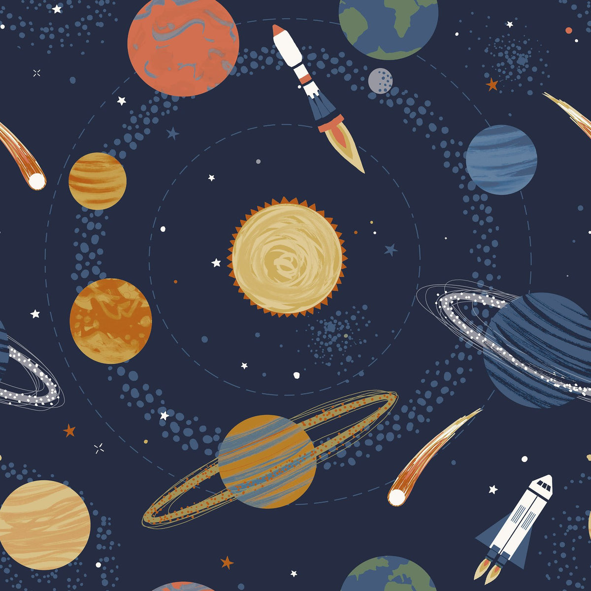 Solar System Wallpaper in Blue color - pattern number G78597 - by Galerie in the Kids and Teens collection