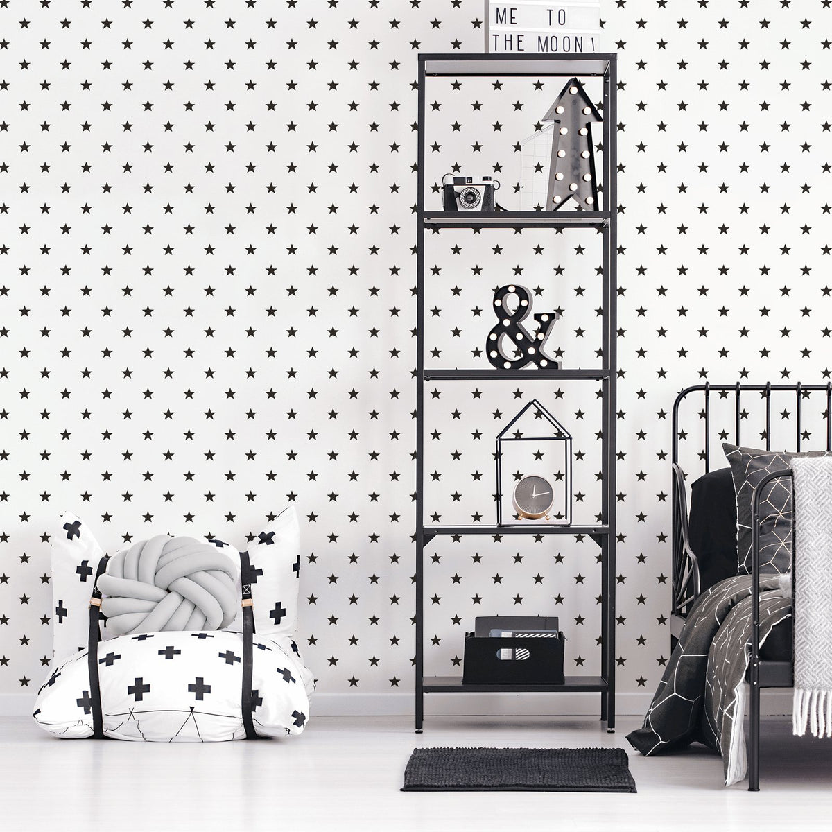 Stars Wallpaper in Black color - pattern number G78598 - by Galerie in the Kids and Teens collection