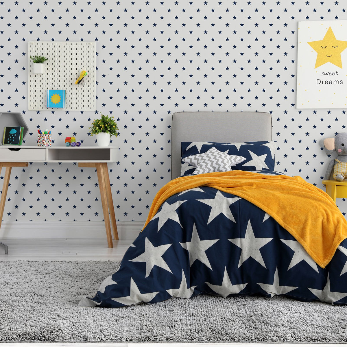 Stars Wallpaper in Blue color - pattern number G78599 - by Galerie in the Kids and Teens collection