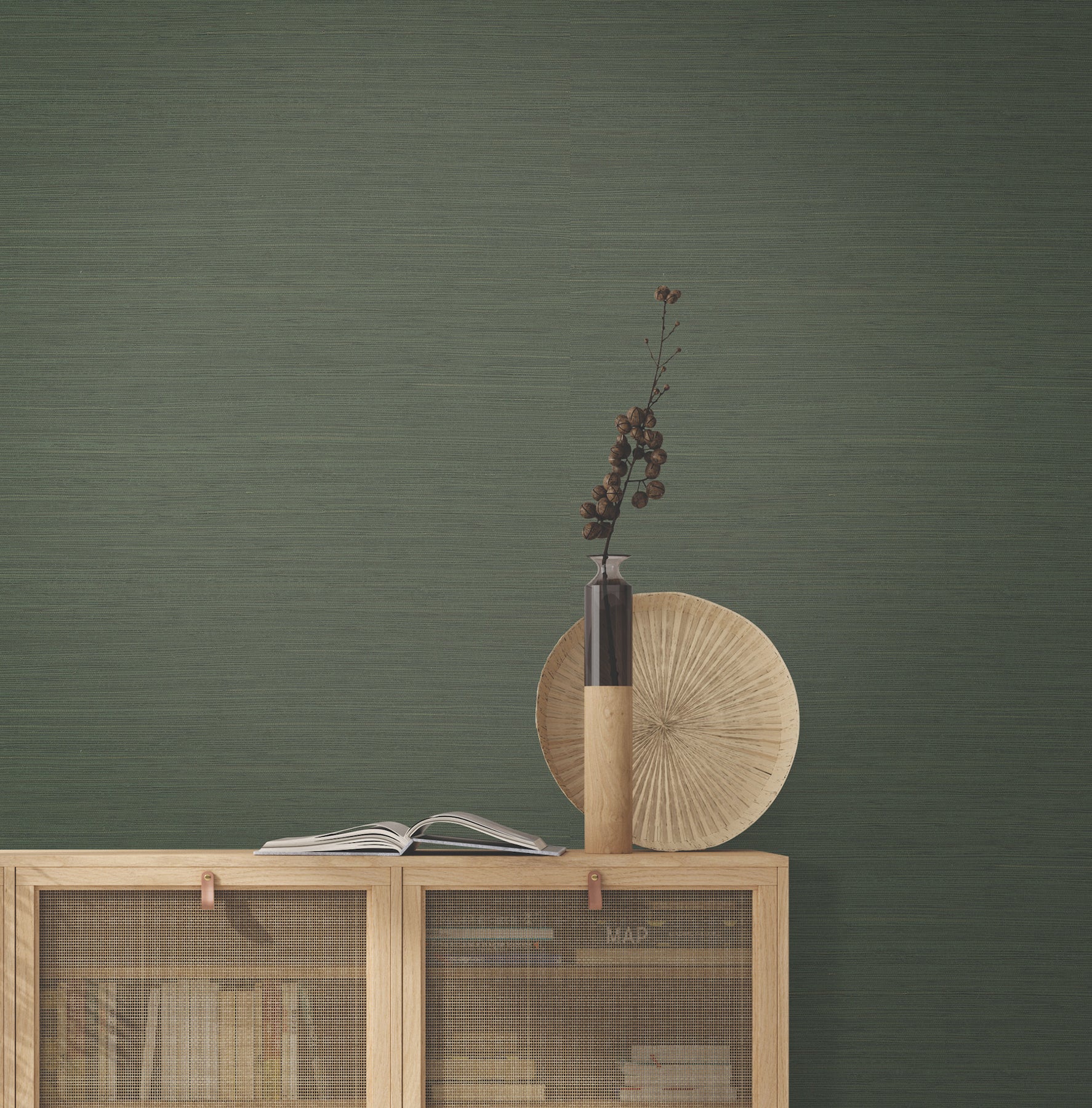 Painted Hemp wallpaper in green color - pattern number GRL86129 - by Ronald Redding in the Natural Palette Resource collection