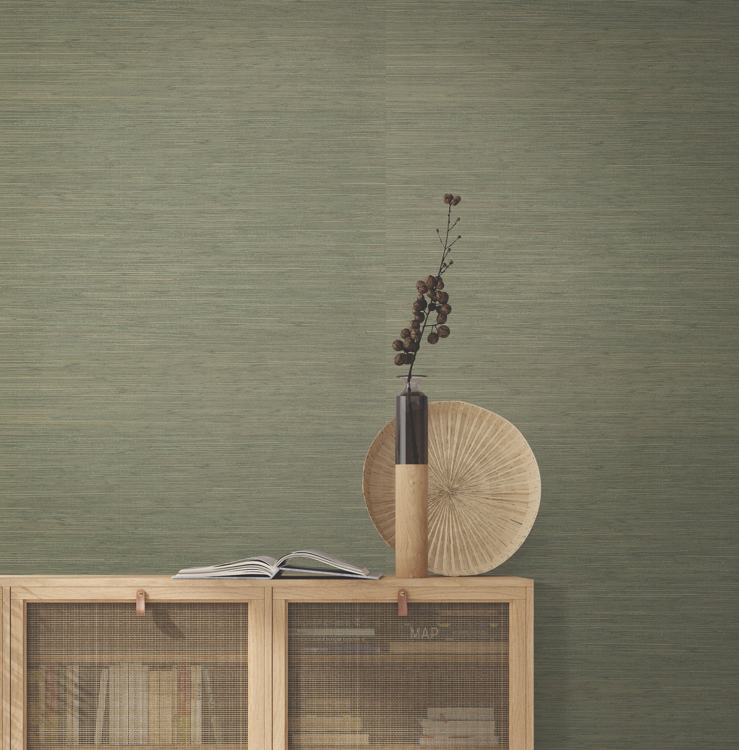 Painted Hemp wallpaper in sage color - pattern number GRL86131 - by Ronald Redding in the Natural Palette Resource collection