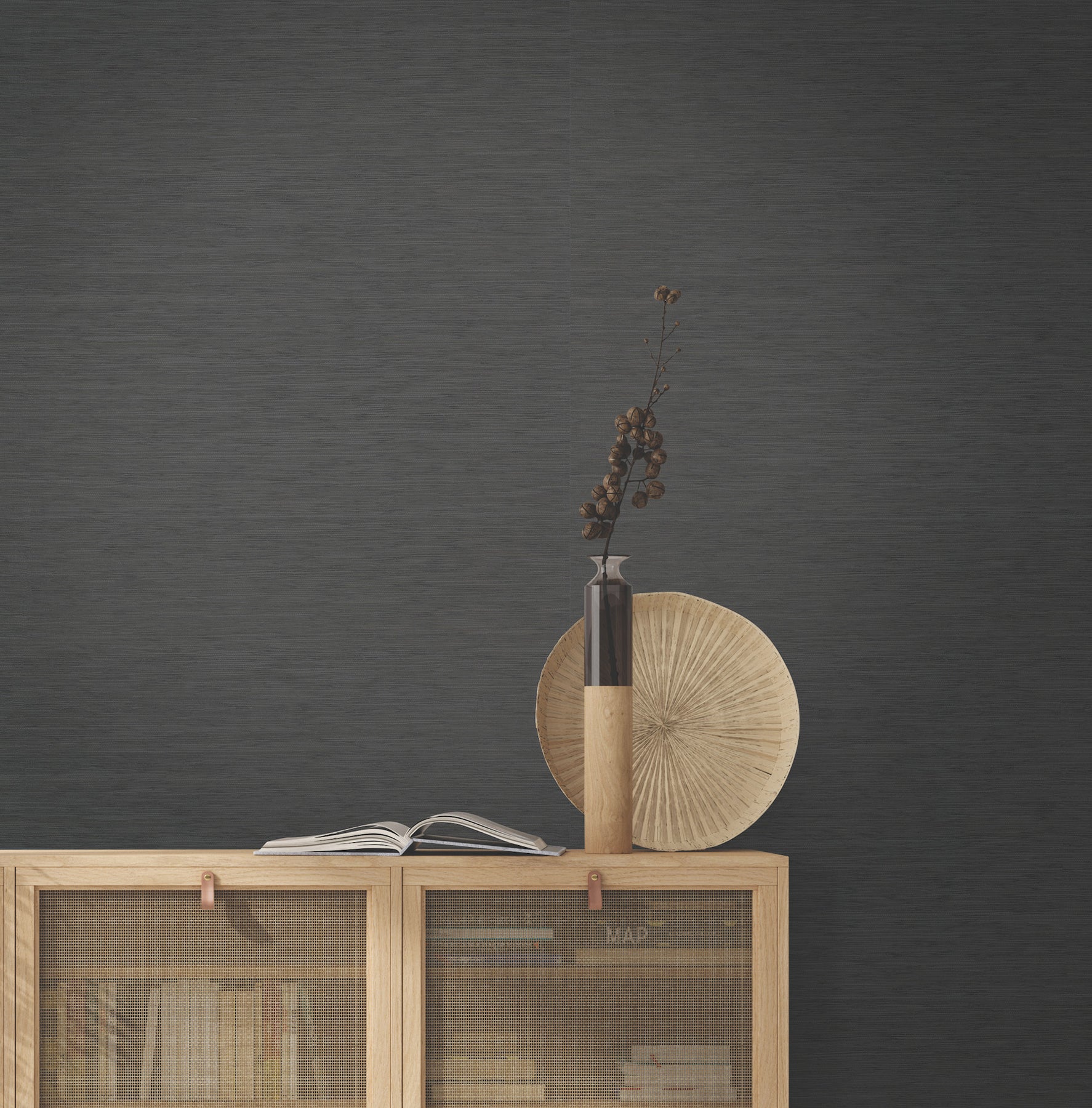 Painted Hemp wallpaper in charcoal color - pattern number GRL86132 - by Ronald Redding in the Natural Palette Resource collection