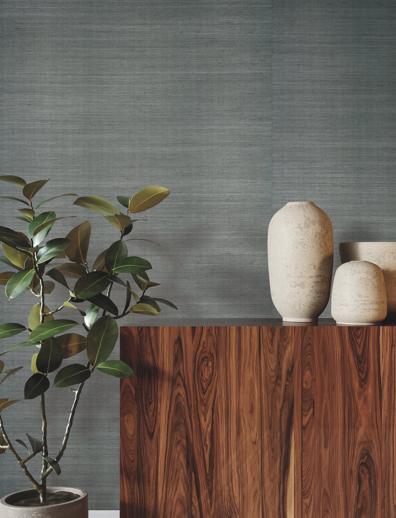 Glistening Sisal wallpaper in slate color - pattern number GRL86138 - by Ronald Redding in the Natural Palette Resource collection