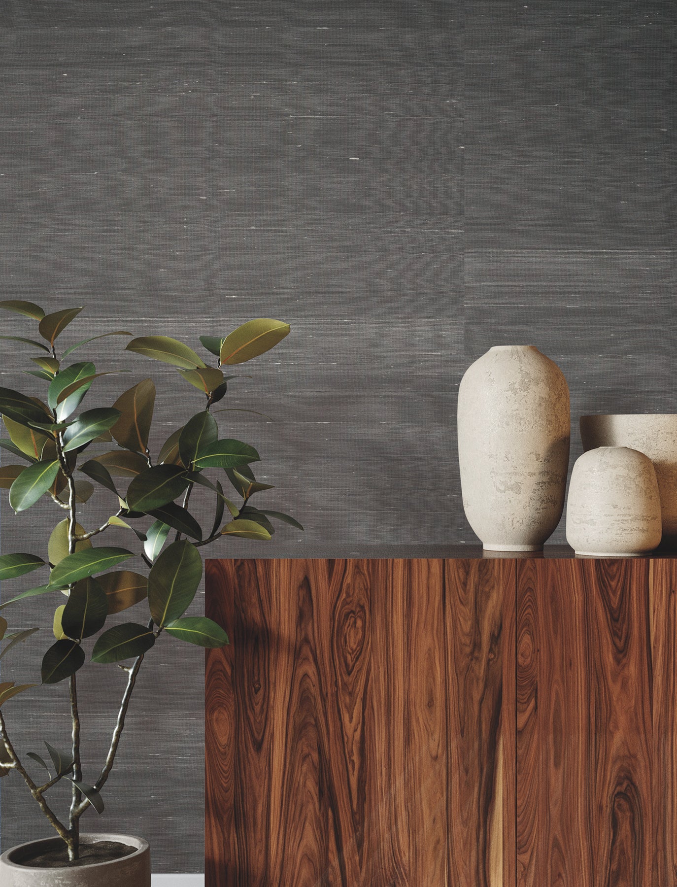 Silk Road wallpaper in graphite color - pattern number GRL88126 - by Ronald Redding in the Natural Palette Resource collection