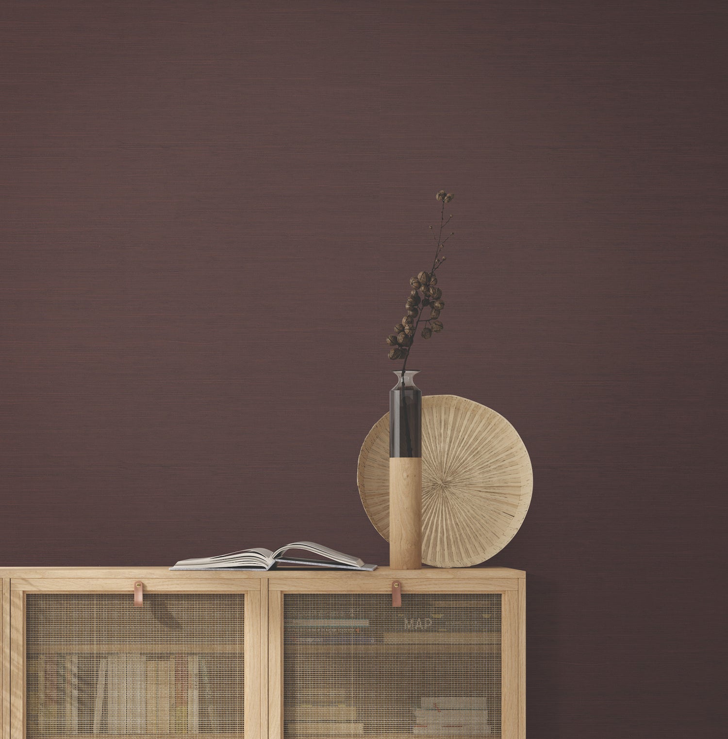 Painted Hemp wallpaper in rumba red color - pattern number GRL88188 - by Ronald Redding in the Natural Palette Resource collection