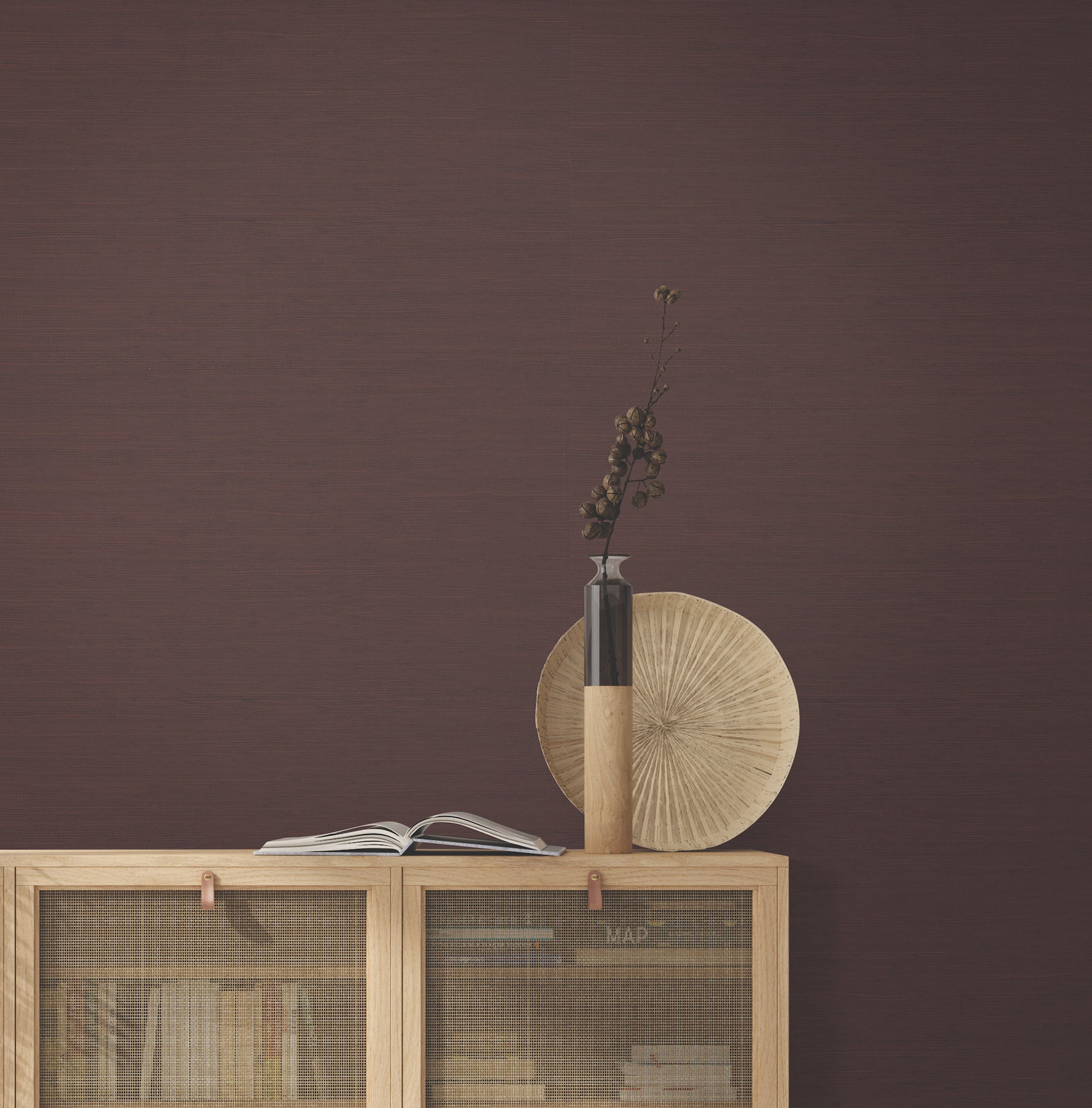 Painted Hemp wallpaper in rumba red color - pattern number GRL88188 - by Ronald Redding in the Natural Palette Resource collection