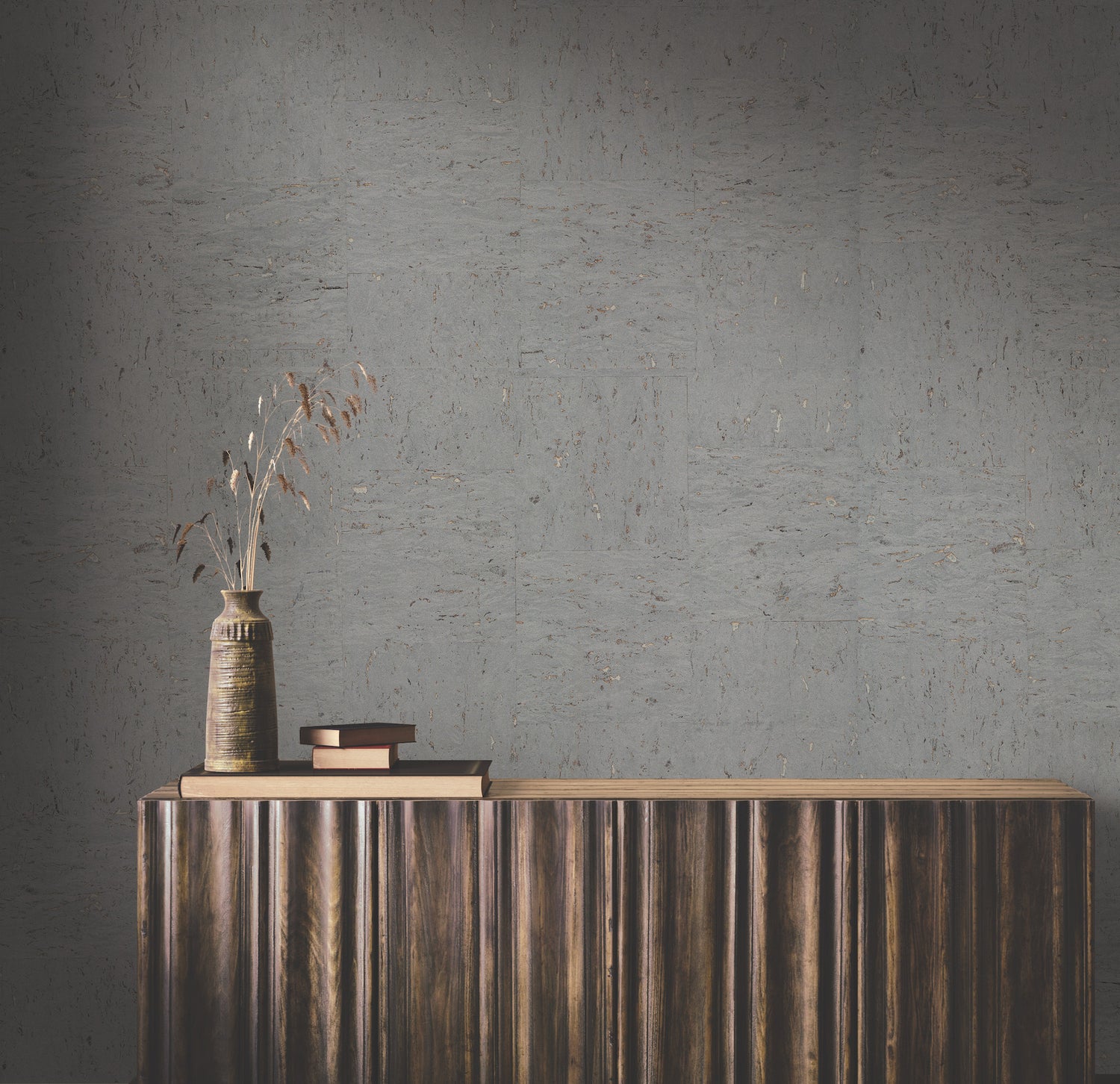 Caldera Cork wallpaper in steel color - pattern number GRL88369 - by Ronald Redding in the Natural Palette Resource collection