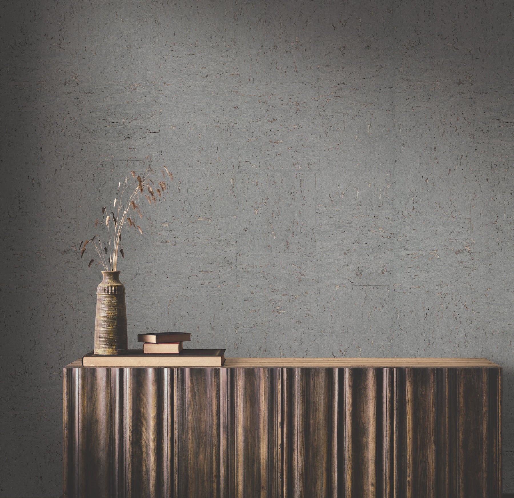 Caldera Cork wallpaper in steel color - pattern number GRL88369 - by Ronald Redding in the Natural Palette Resource collection