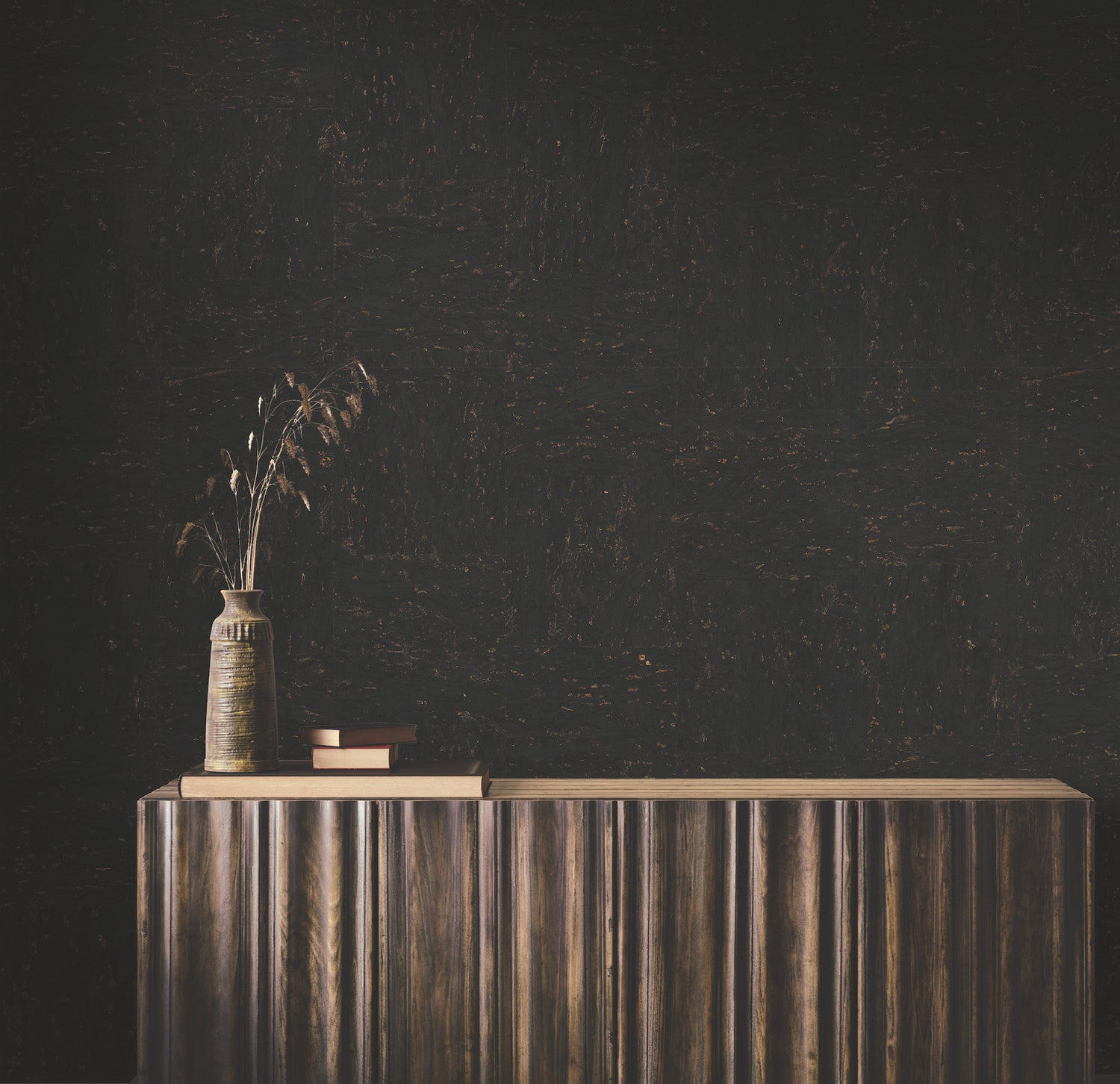Caldera Cork wallpaper in black color - pattern number GRL88370 - by Ronald Redding in the Natural Palette Resource collection