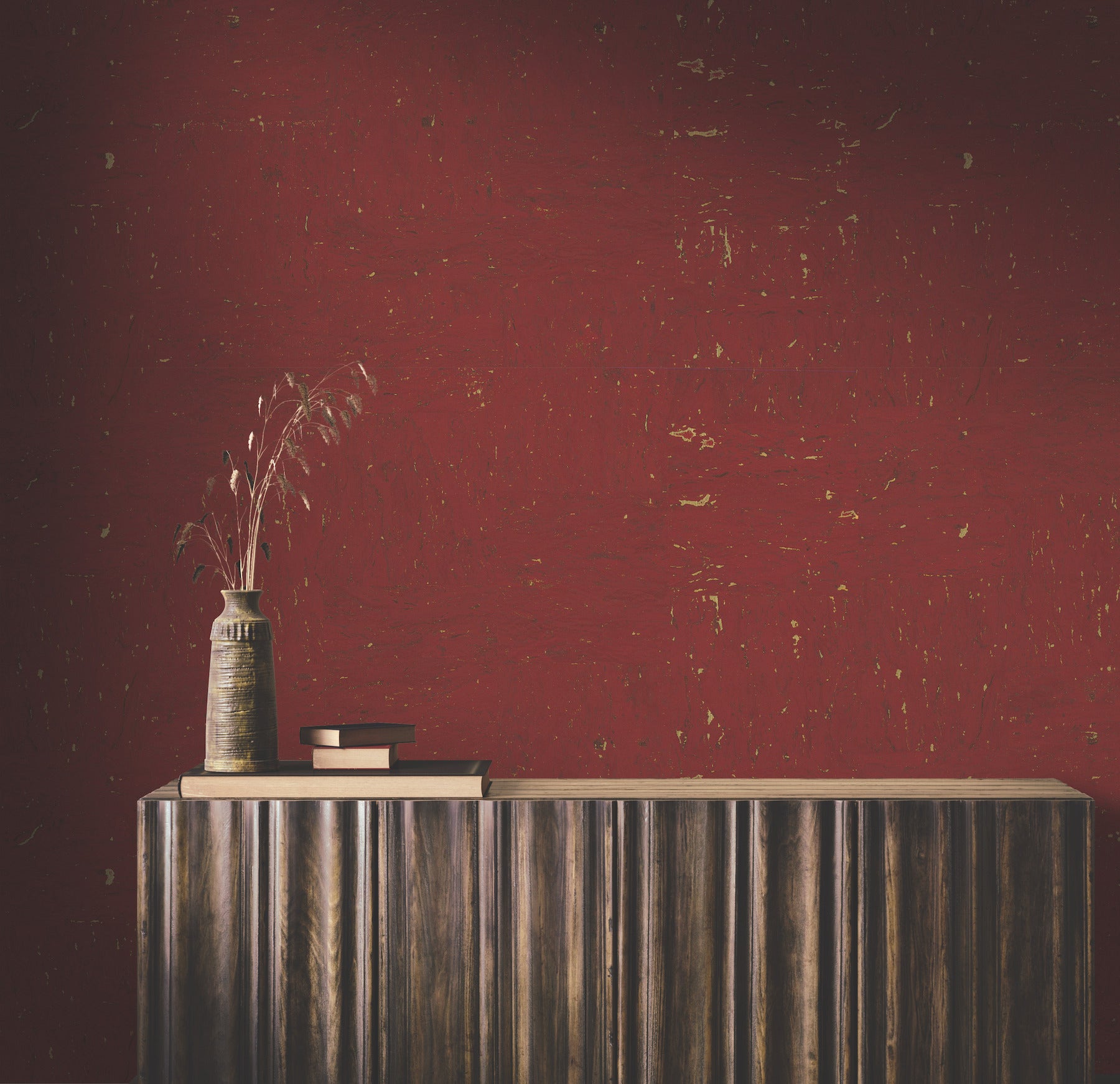 Caldera Cork wallpaper in crimson color - pattern number GRL88373 - by Ronald Redding in the Natural Palette Resource collection