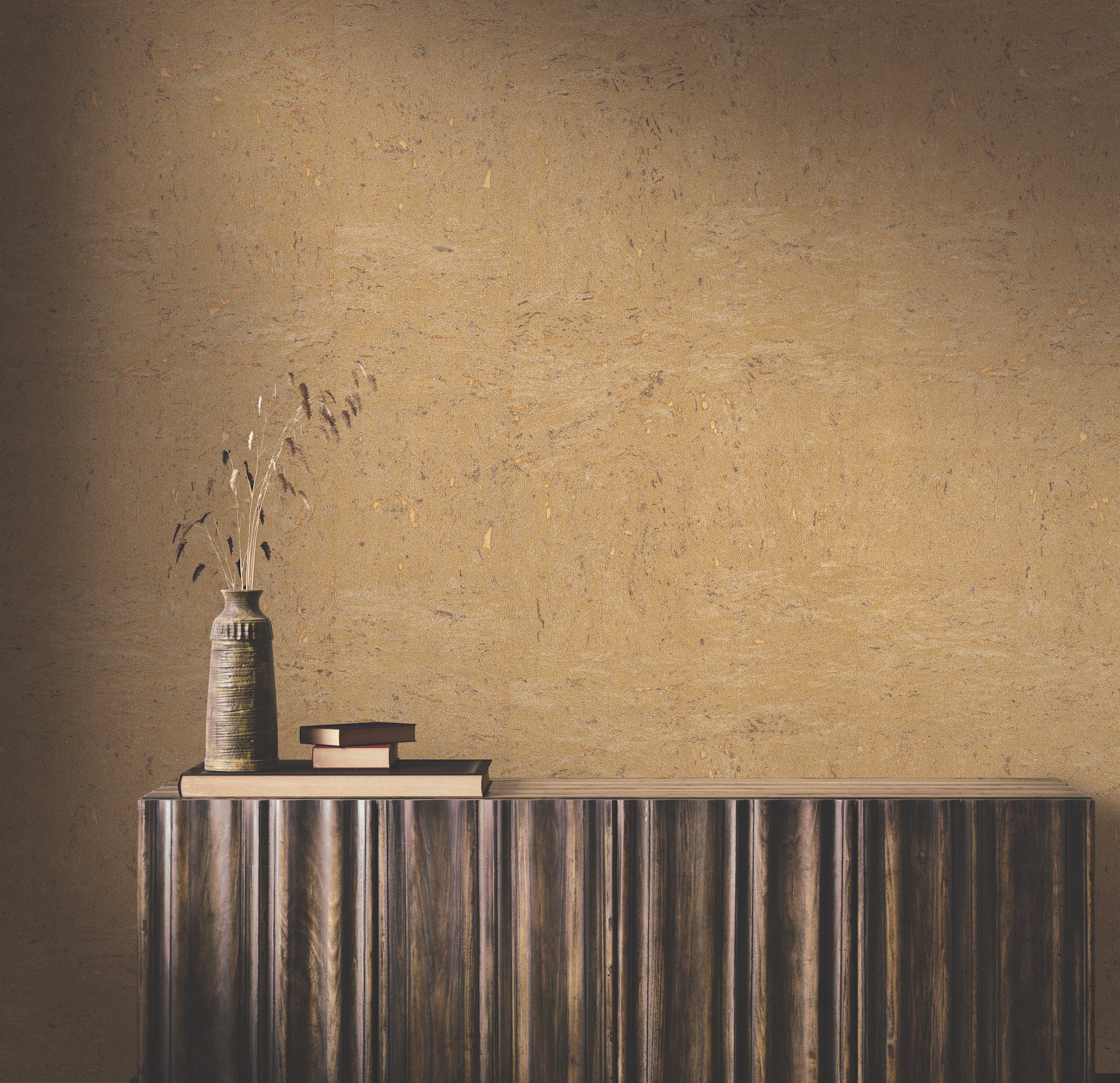 Caldera Cork wallpaper in antique gold color - pattern number GRL88374 - by Ronald Redding in the Natural Palette Resource collection