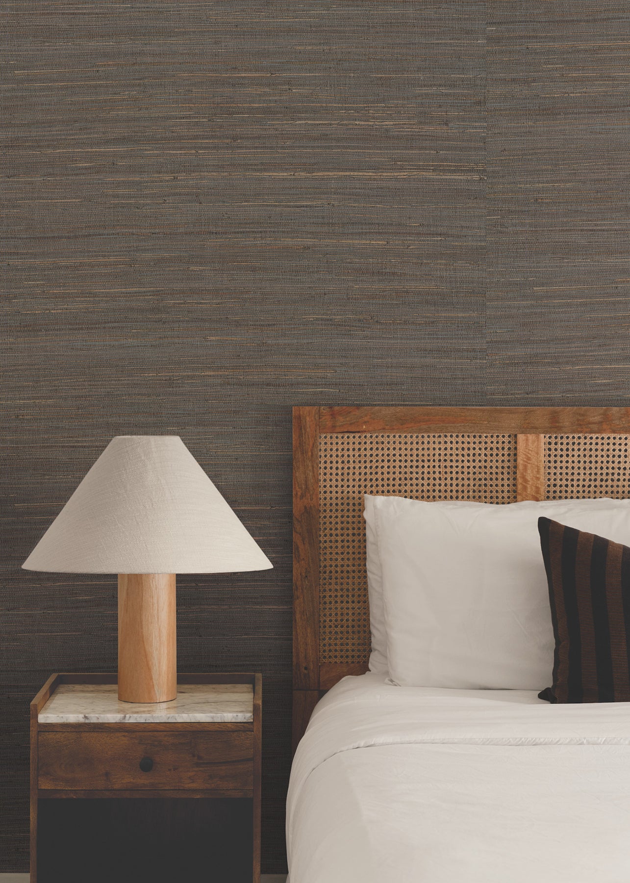 Multicolored Hemp wallpaper in eggplant color - pattern number GRL88377 - by Ronald Redding in the Natural Palette Resource collection