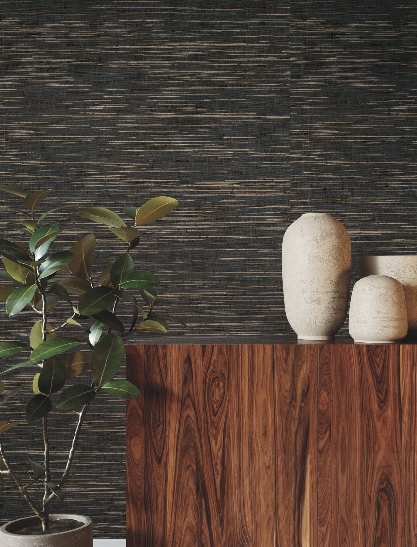 Multicolored Hemp wallpaper in gunmetal color - pattern number GRL88379 - by Ronald Redding in the Natural Palette Resource collection