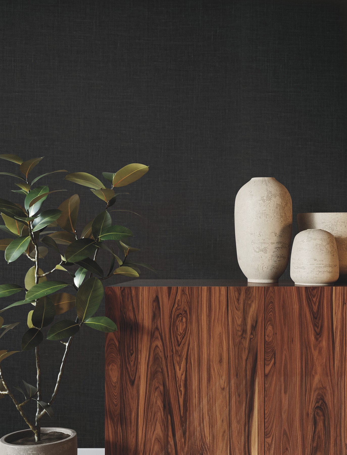 Jute Weave wallpaper in black color - pattern number GRL88385 - by Ronald Redding in the Natural Palette Resource collection