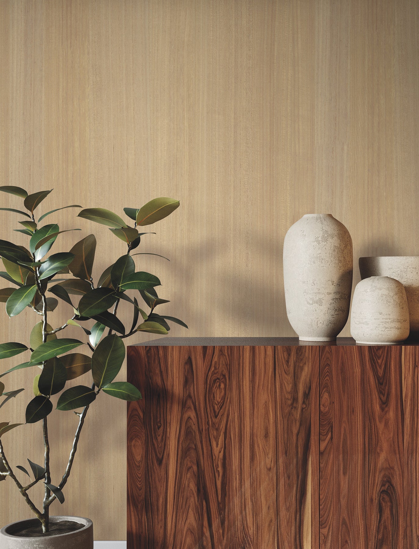 Wood Veneer wallpaper in honey color - pattern number GRL88415 - by Ronald Redding in the Natural Palette Resource collection