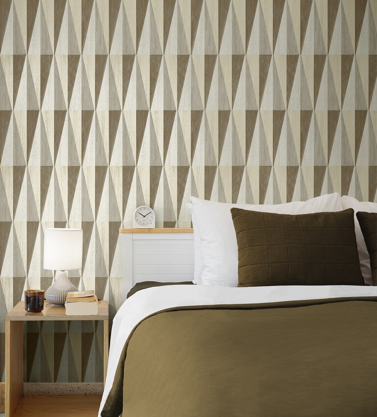 Pieced Diamonds Peel and Stick wallpaper in cafe color - pattern number HG11507 - by NextWall in the Peel and Stick Wallpaper by Harry and Grace 4 collection