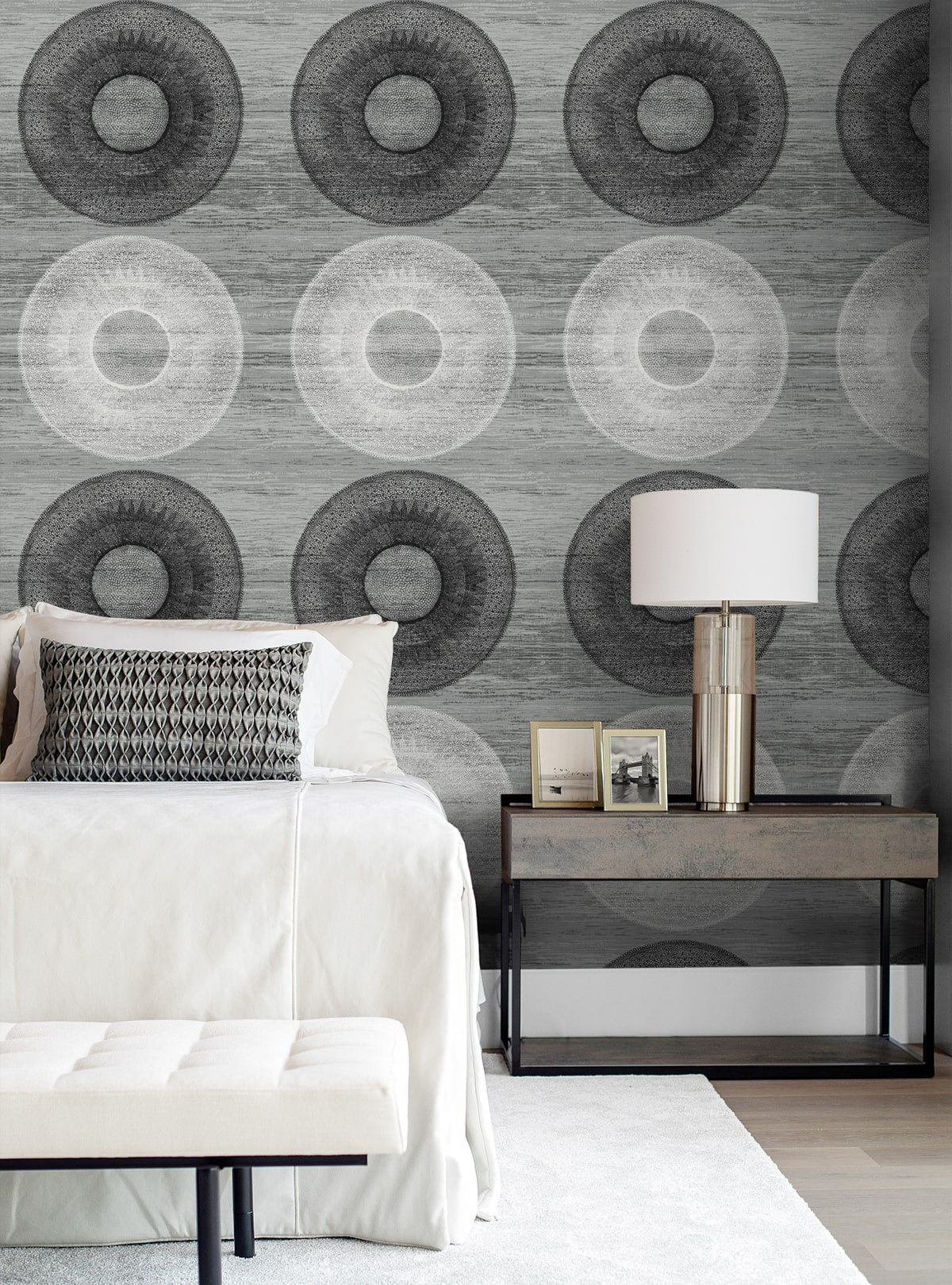 Large Circle Peel and Stick wallpaper in monochrome color - pattern number HG11600 - by NextWall in the Peel and Stick Wallpaper by Harry and Grace 4 collection