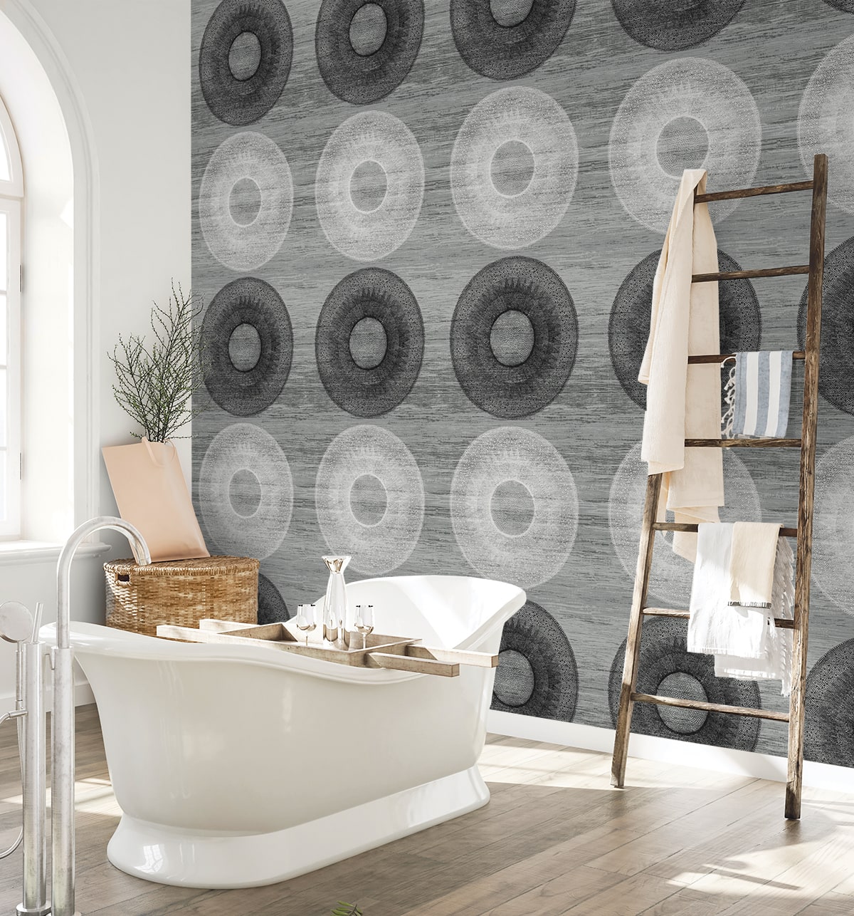 Large Circle Peel and Stick wallpaper in monochrome color - pattern number HG11600 - by NextWall in the Peel and Stick Wallpaper by Harry and Grace 4 collection