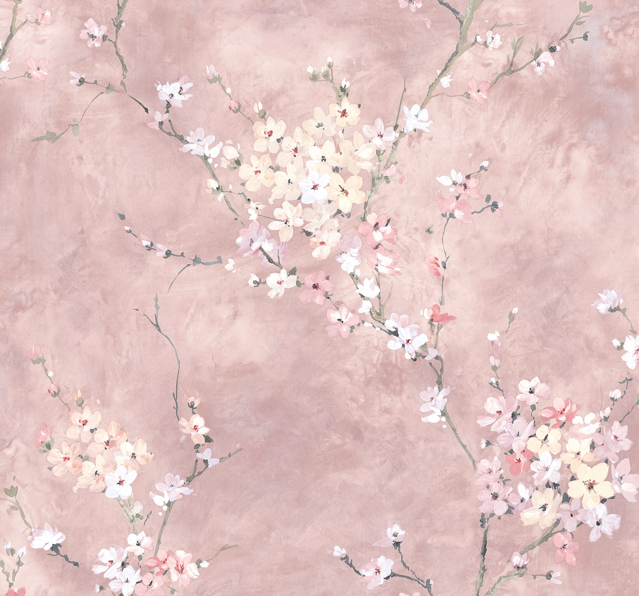 Floral Blossom Peel and Stick wallpaper in dusty rose color - pattern number HG11801 - by NextWall in the Peel and Stick Wallpaper by Harry and Grace 4 collection