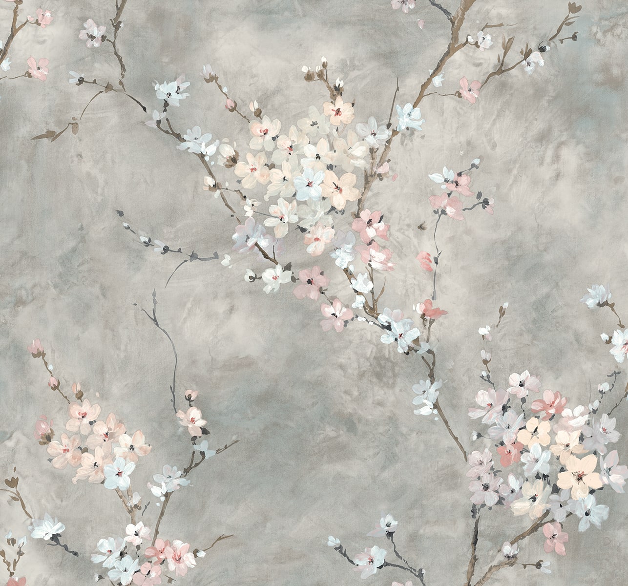 Floral Blossom Peel and Stick wallpaper in grey color - pattern number HG11808 - by NextWall in the Peel and Stick Wallpaper by Harry and Grace 4 collection