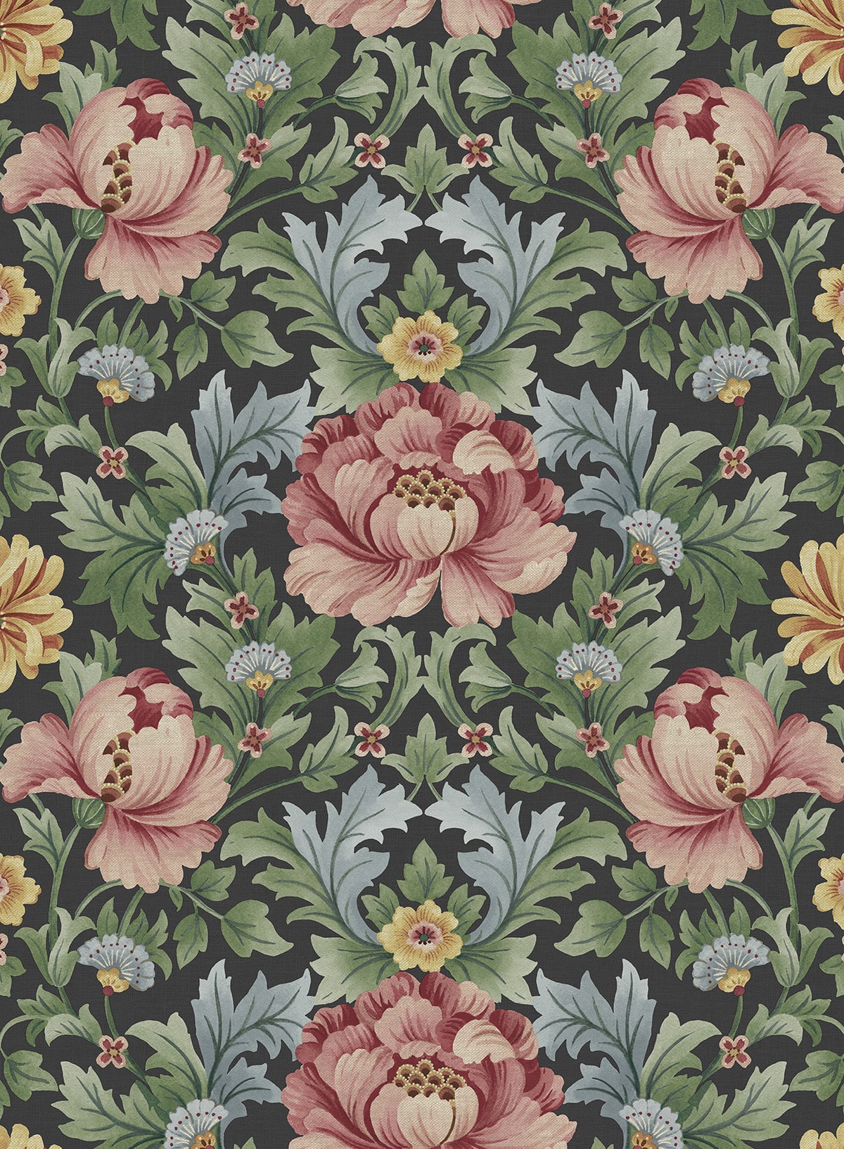 Floral Garden Peel and Stick wallpaper in rose and fern color - pattern number HG12601 - by NextWall in the Peel and Stick Wallpaper by Harry and Grace 4 collection