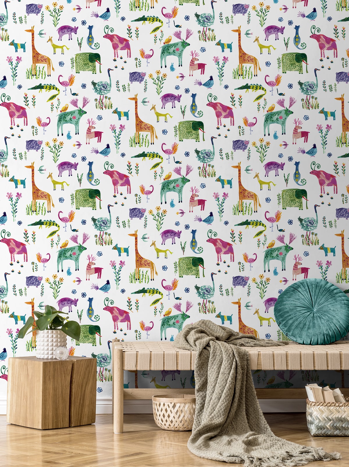 Animals Peel and Stick wallpaper in off white color - pattern number HG12800 - by NextWall in the Peel and Stick Wallpaper by Harry and Grace 4 collection