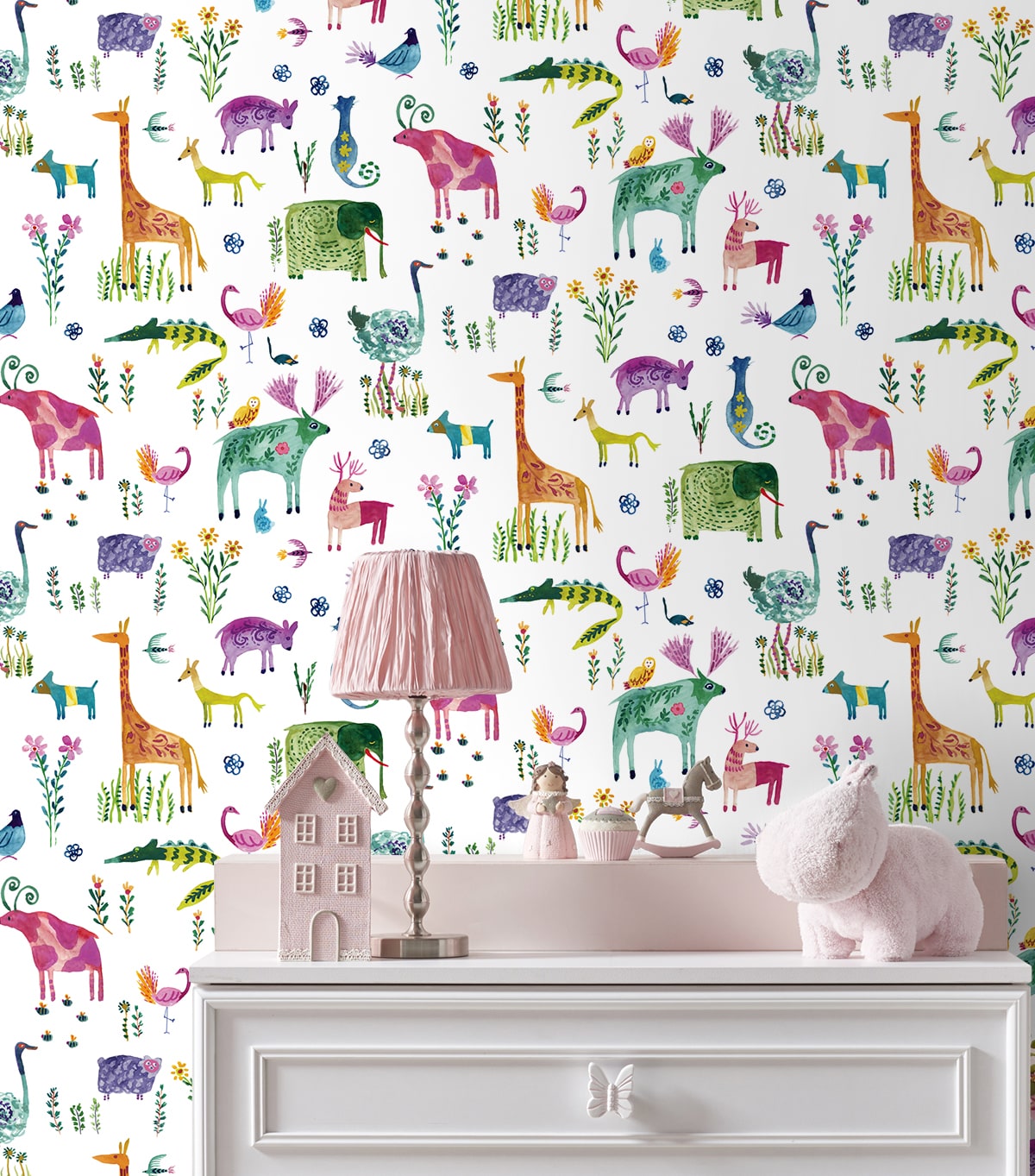 Animals Peel and Stick wallpaper in off white color - pattern number HG12800 - by NextWall in the Peel and Stick Wallpaper by Harry and Grace 4 collection
