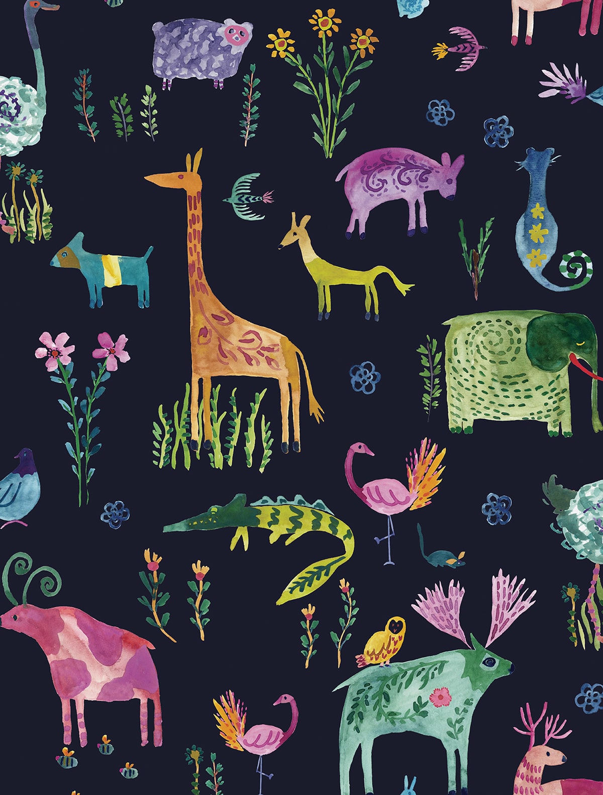 Animals Peel and Stick wallpaper in dark blue color - pattern number HG12802 - by NextWall in the Peel and Stick Wallpaper by Harry and Grace 4 collection