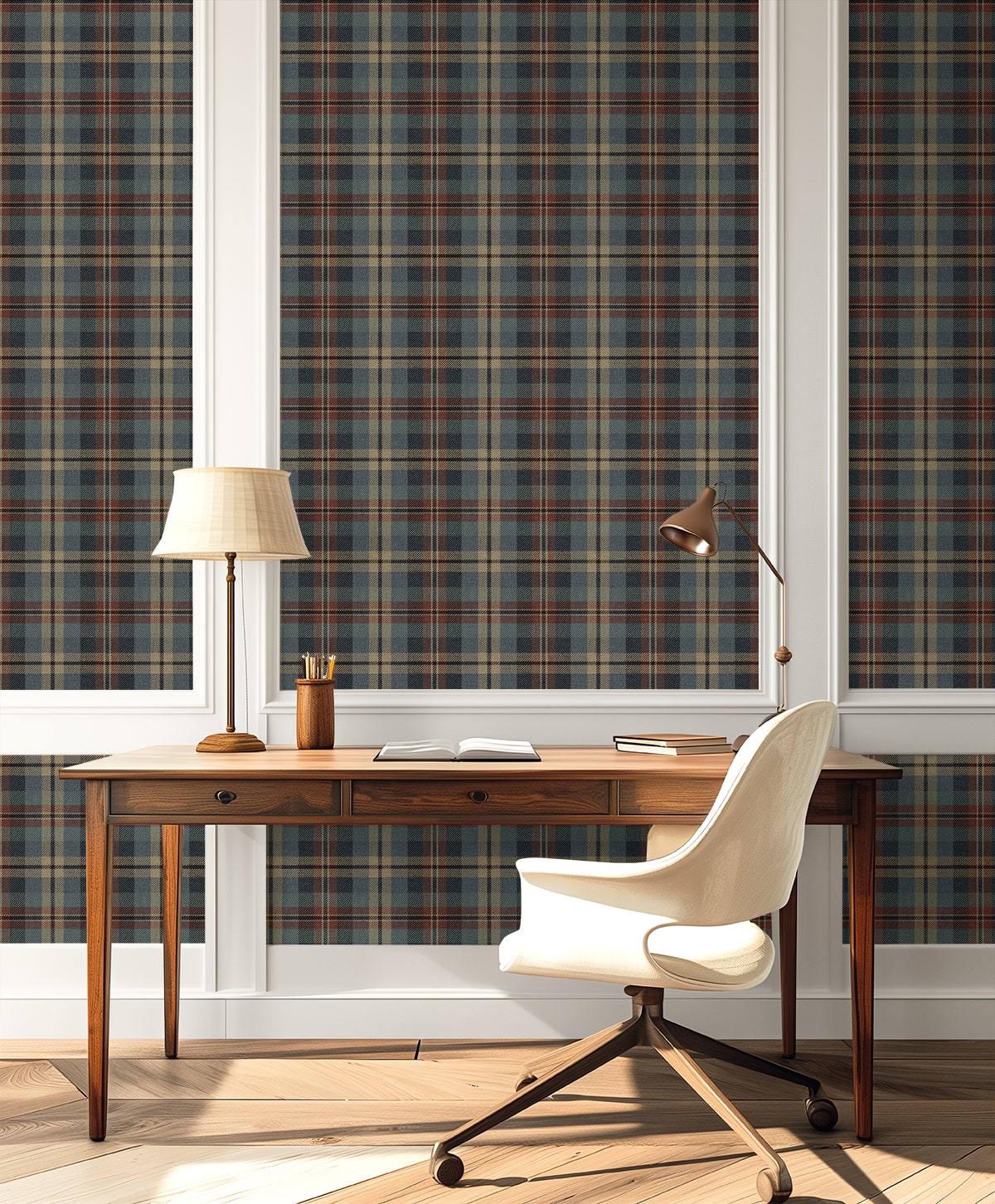 Thornbury Tailored Plaid Peel and Stick wallpaper in americana color - pattern number HG13111 - by NextWall in the Peel and Stick Wallpaper by Harry and Grace 5 collection