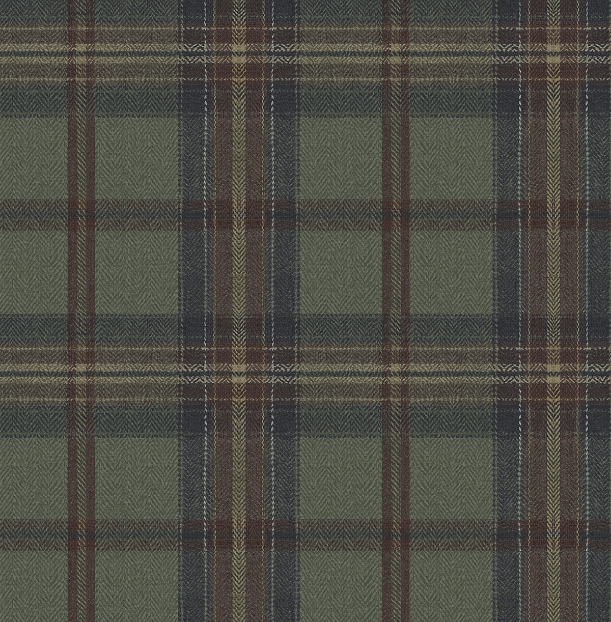 Herringbone Plaid Peel and Stick wallpaper in adobe and antique green color - pattern number HG13704 - by NextWall in the Peel and Stick Wallpaper by Harry and Grace 5 collection