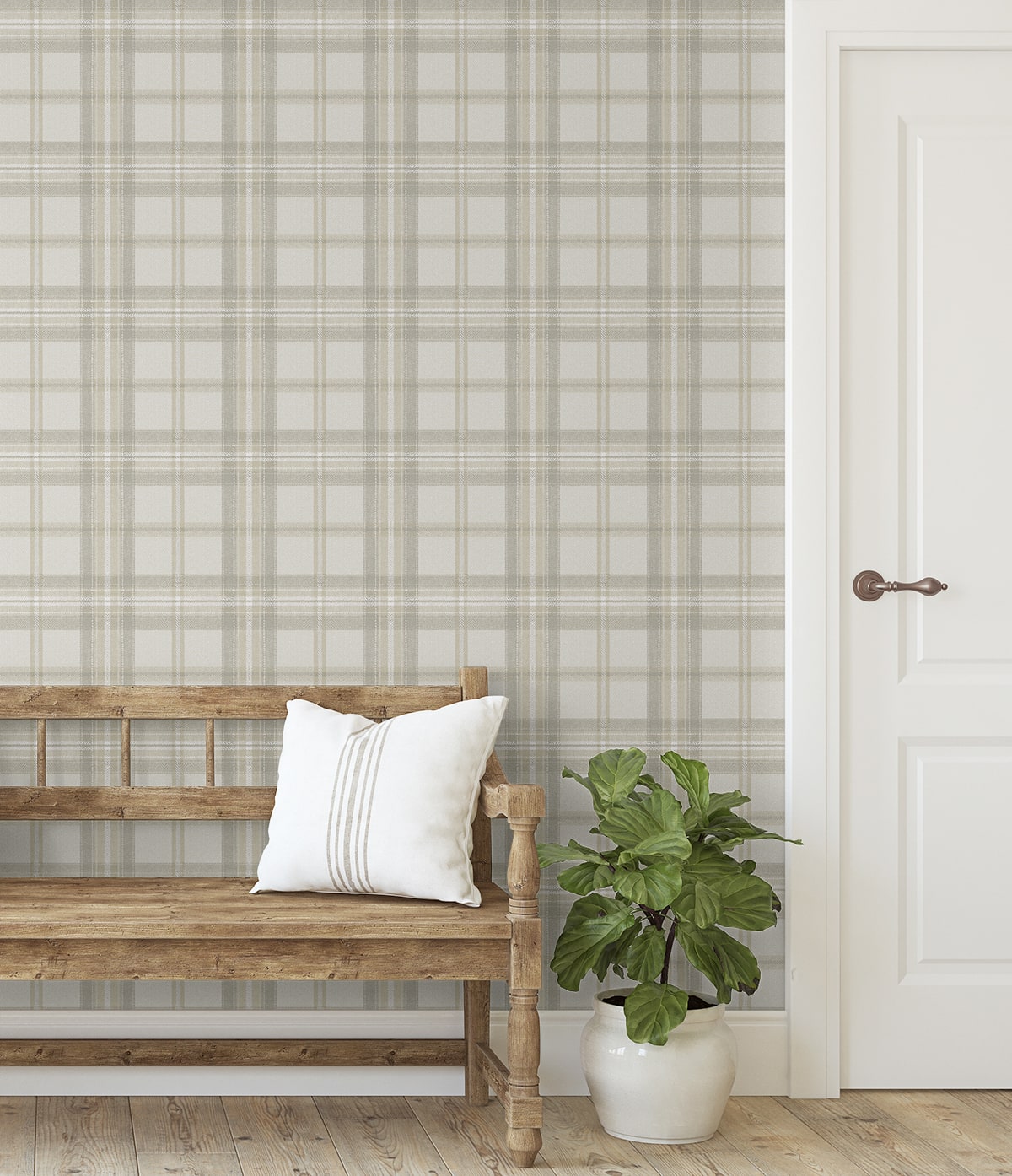 Herringbone Plaid Peel and Stick wallpaper in frosted calcutta color - pattern number HG13705 - by NextWall in the Peel and Stick Wallpaper by Harry and Grace 5 collection
