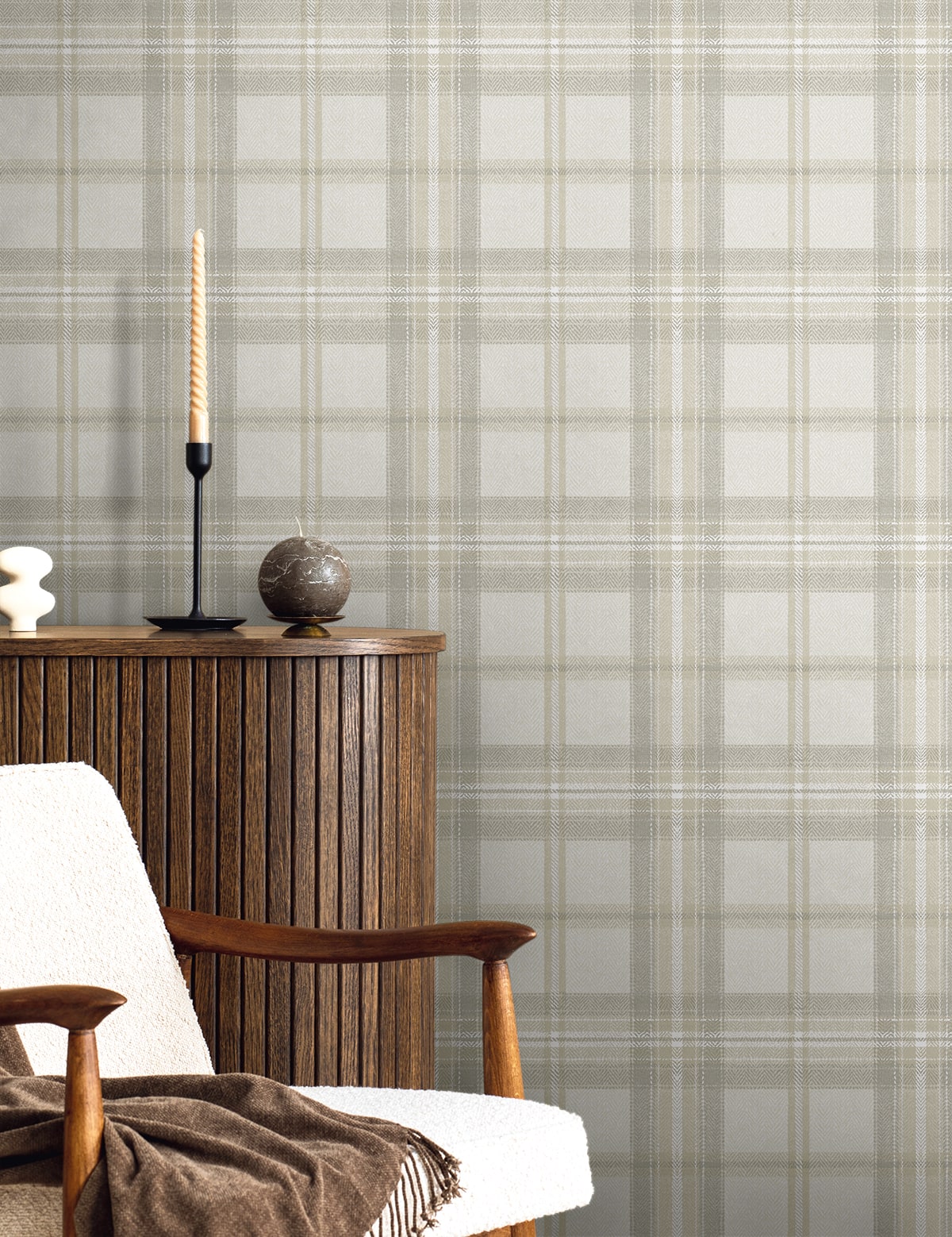 Herringbone Plaid Peel and Stick wallpaper in frosted calcutta color - pattern number HG13705 - by NextWall in the Peel and Stick Wallpaper by Harry and Grace 5 collection