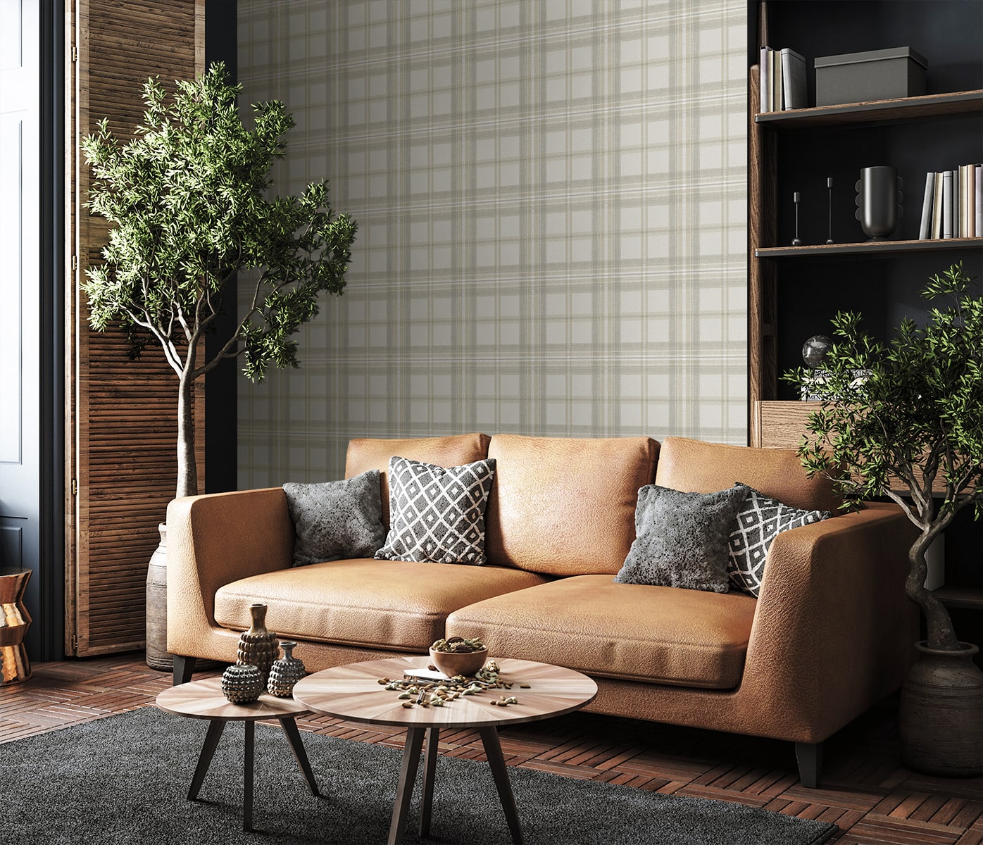 Herringbone Plaid Peel and Stick wallpaper in frosted calcutta color - pattern number HG13705 - by NextWall in the Peel and Stick Wallpaper by Harry and Grace 5 collection