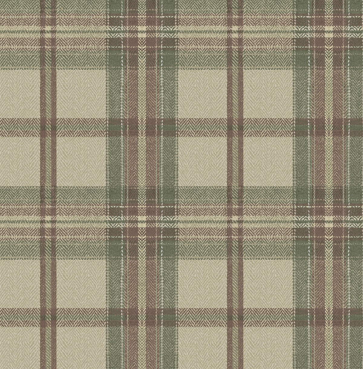 Herringbone Plaid Peel and Stick wallpaper in clay and sage color - pattern number HG13707 - by NextWall in the Peel and Stick Wallpaper by Harry and Grace 5 collection
