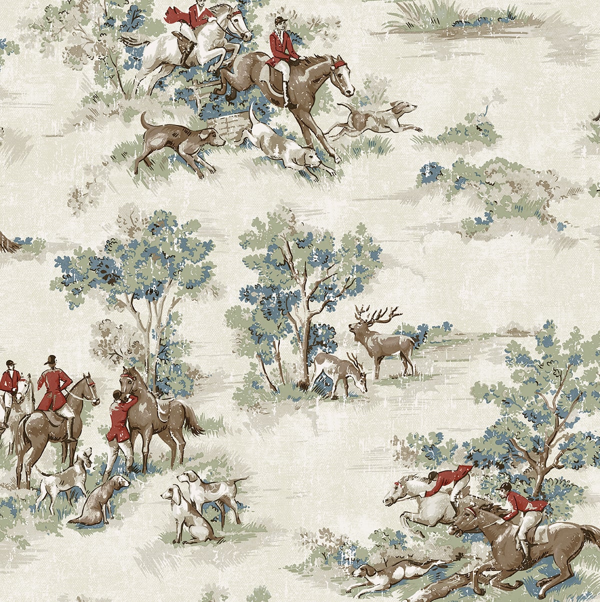 Horse Race Peel and Stick wallpaper in bluestone and garnet color - pattern number HG13802 - by NextWall in the Peel and Stick Wallpaper by Harry and Grace 5 collection