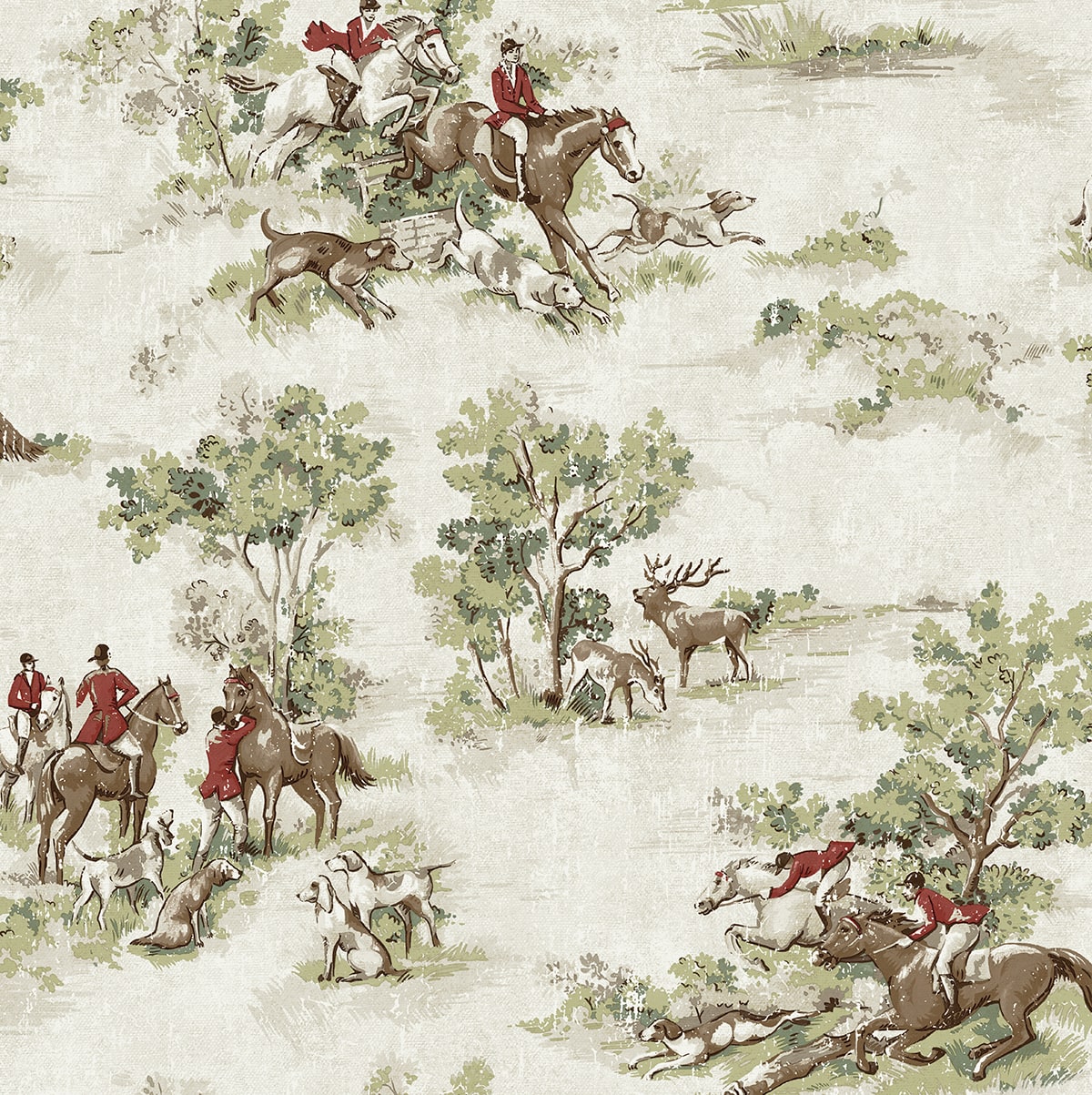 Horse Race Peel and Stick wallpaper in rosemary and garnet color - pattern number HG13804 - by NextWall in the Peel and Stick Wallpaper by Harry and Grace 5 collection
