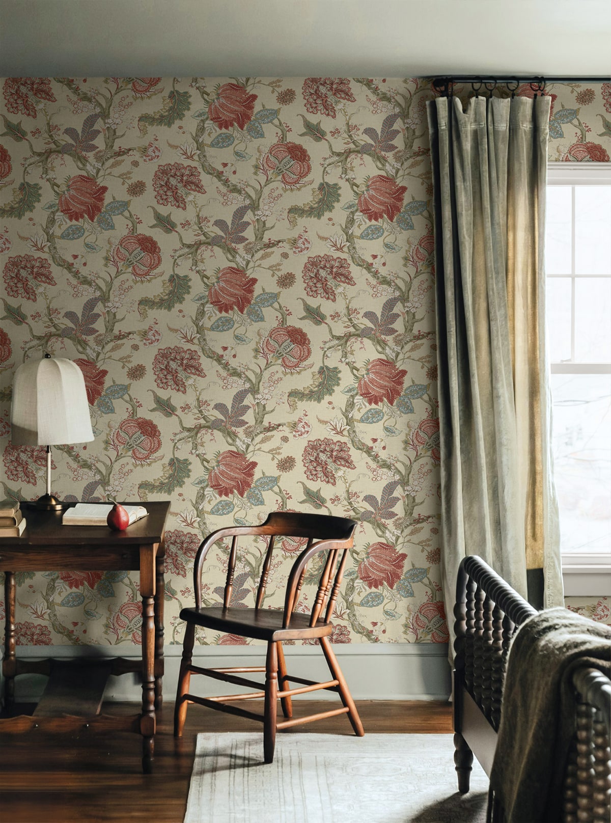 Jacobean Trail Peel and Stick Wallpaper in pine &amp; rosewood color - pattern number HG14201 - by NextWall in the Peel and Stick Wallpaper by Harry and Grace 6 collection