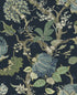 Jacobean Trail Peel and Stick Wallpaper in midnight blue & greenery color - pattern number HG14212 - by NextWall in the Peel and Stick Wallpaper by Harry and Grace 6 collection