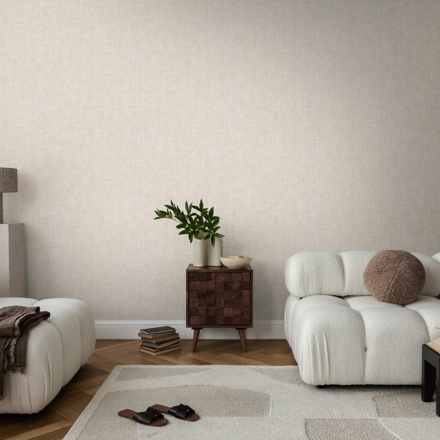 Plain Texture Wallpaper in Beige color - pattern number HV41060 - by Galerie in the Havana 2 collection