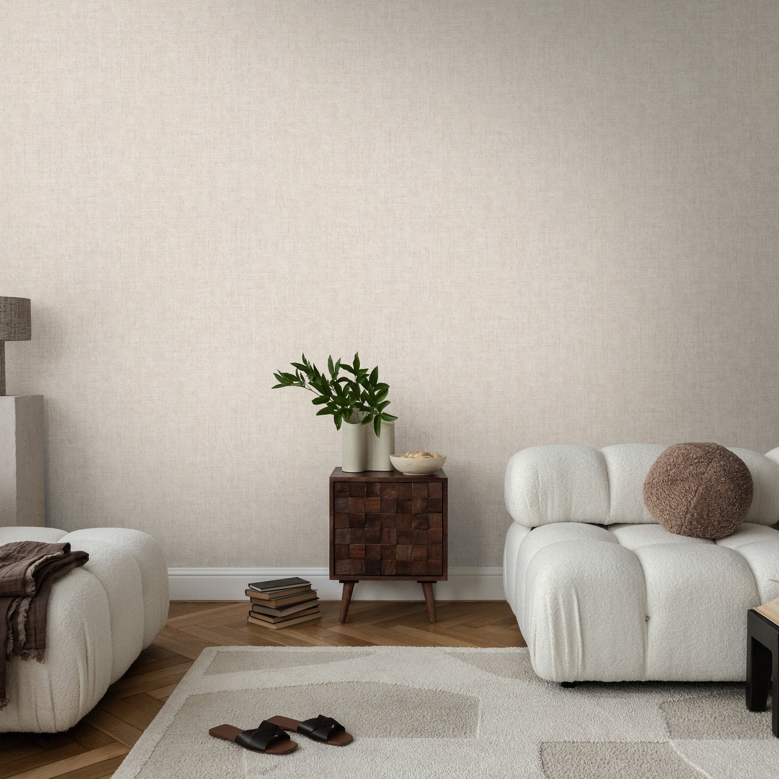 Plain Texture Wallpaper in Beige color - pattern number HV41060 - by Galerie in the Havana 2 collection