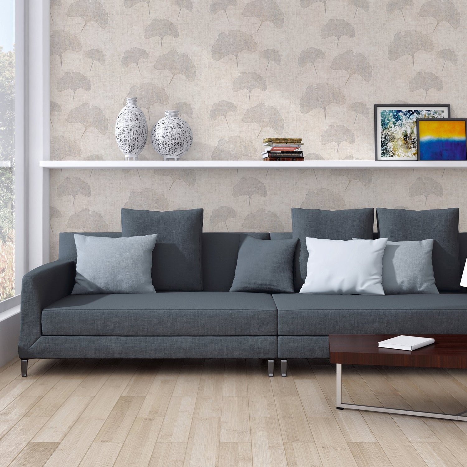 Tree Leaf Wallpaper in Beige color - pattern number HV41061 - by Galerie in the Havana 2 collection