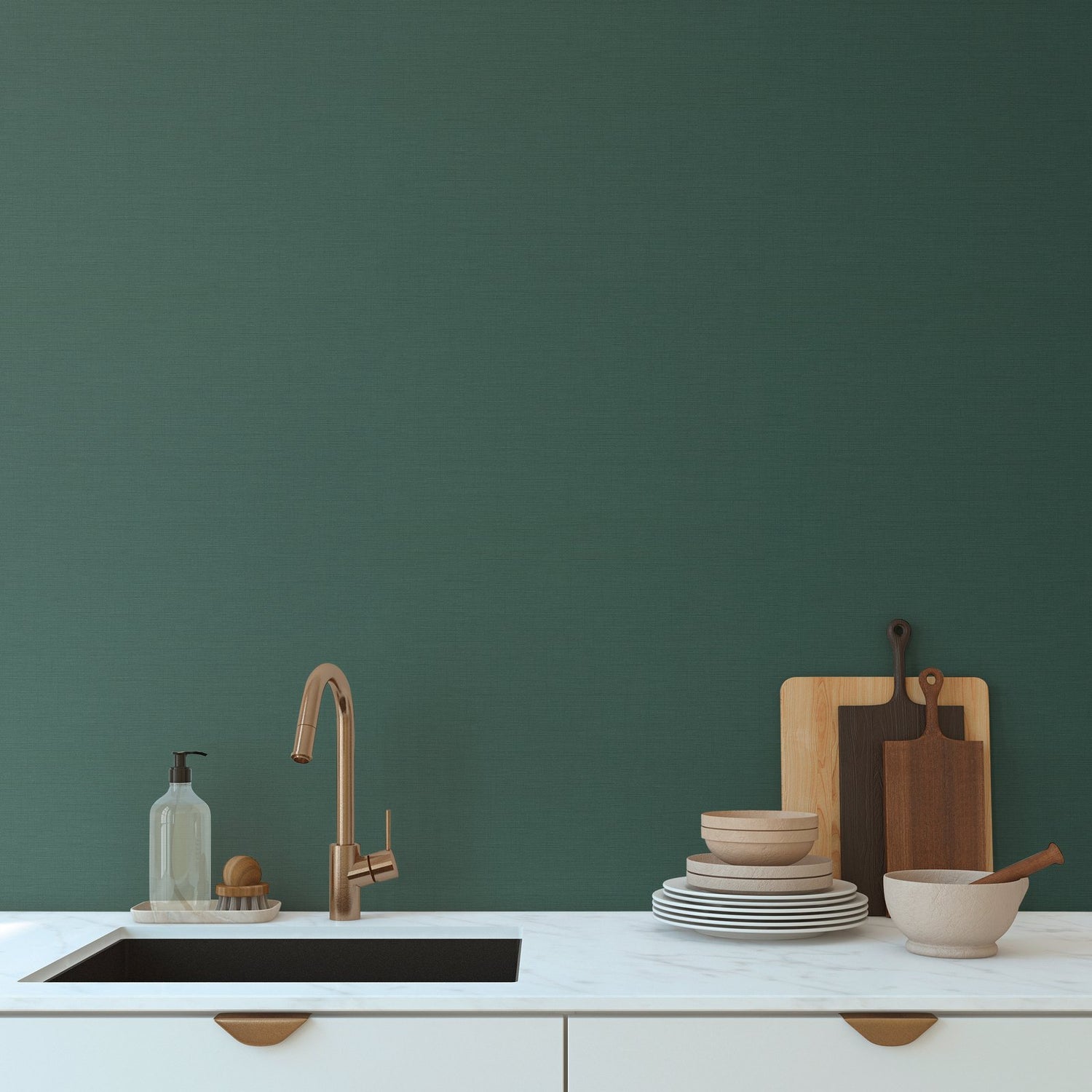 Plain Texture Wallpaper in Green color - pattern number HV41065 - by Galerie in the Havana 2 collection
