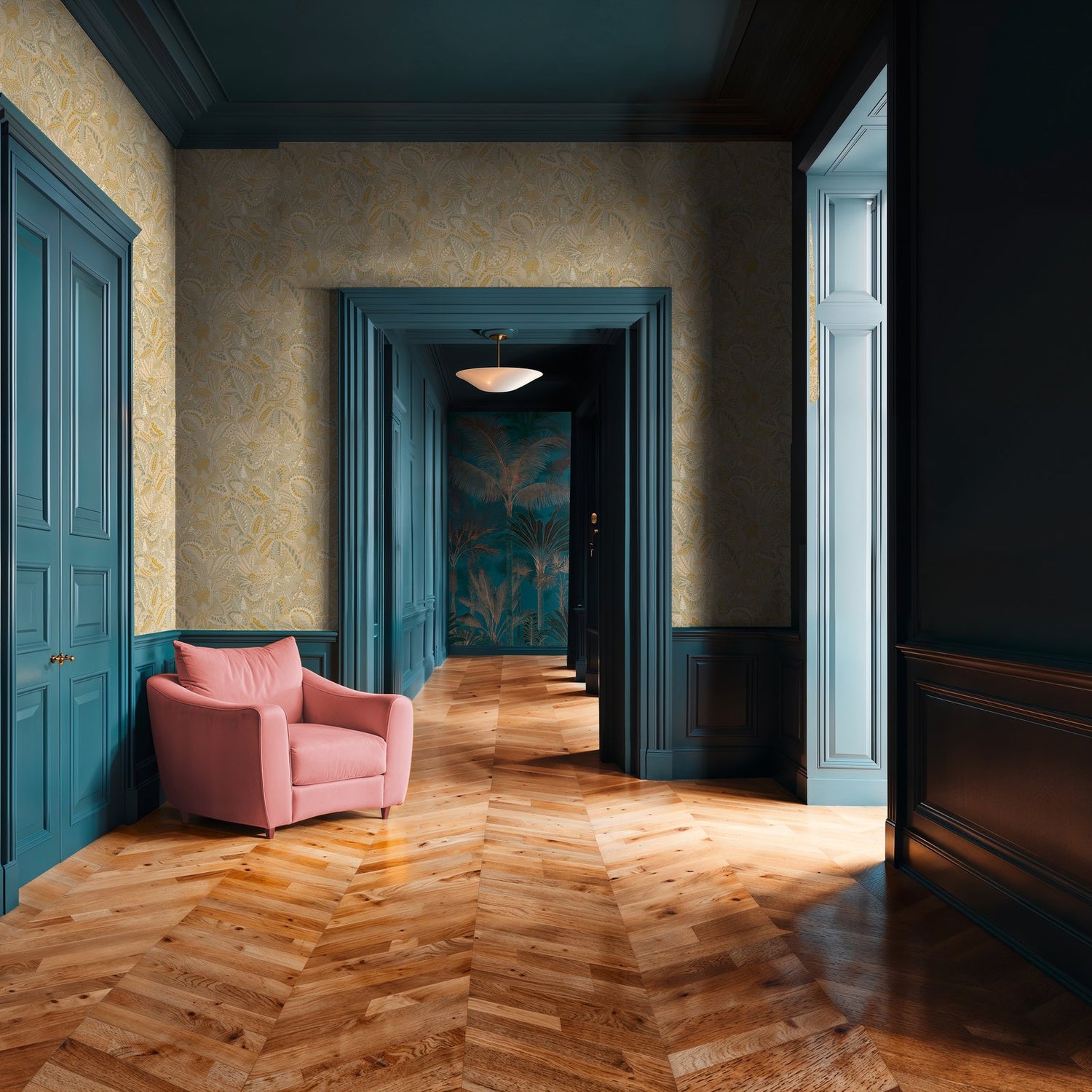 Floral Wallpaper in Beige color - pattern number HV41067 - by Galerie in the Havana 2 collection