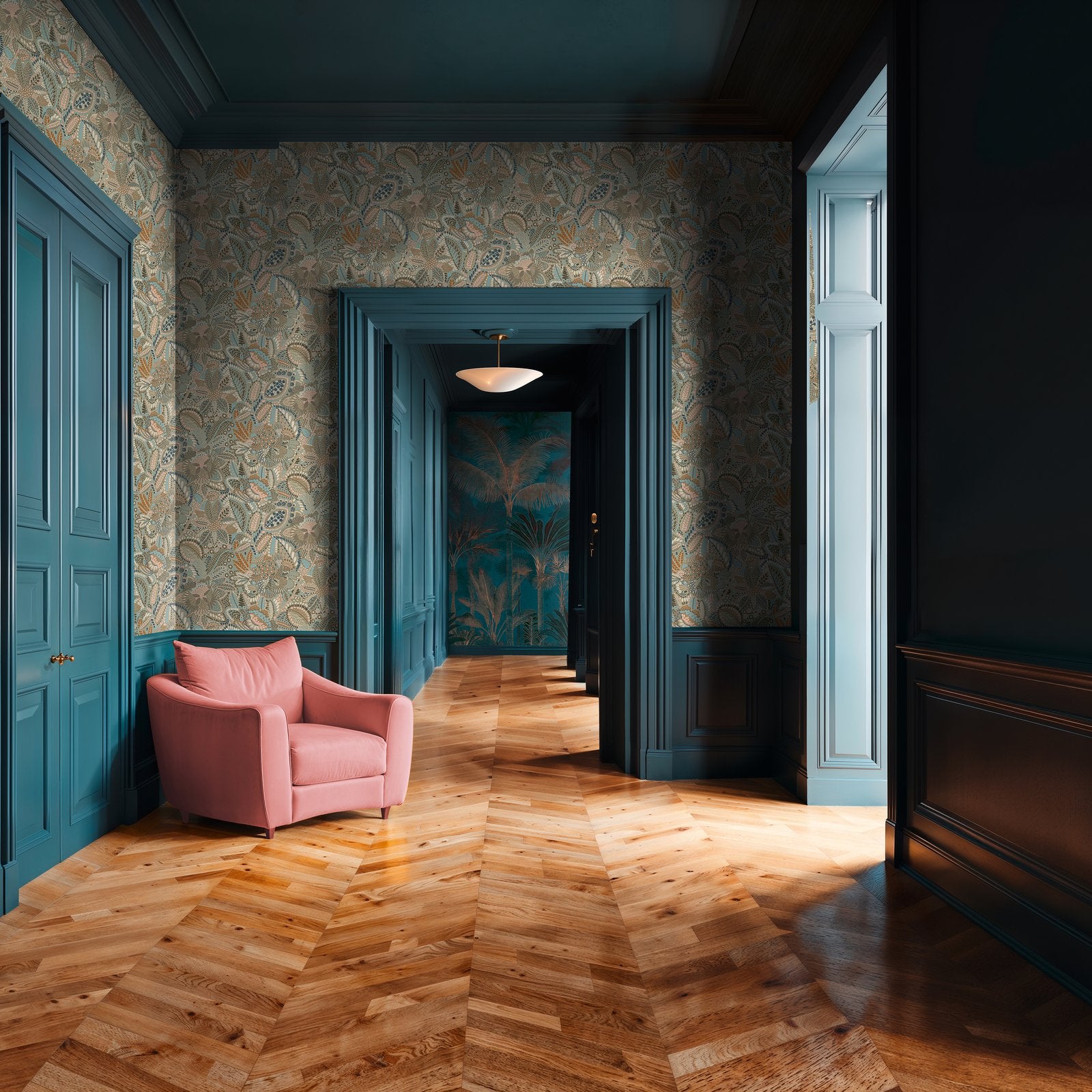 Floral Wallpaper in Multi-coloured color - pattern number HV41068 - by Galerie in the Havana 2 collection