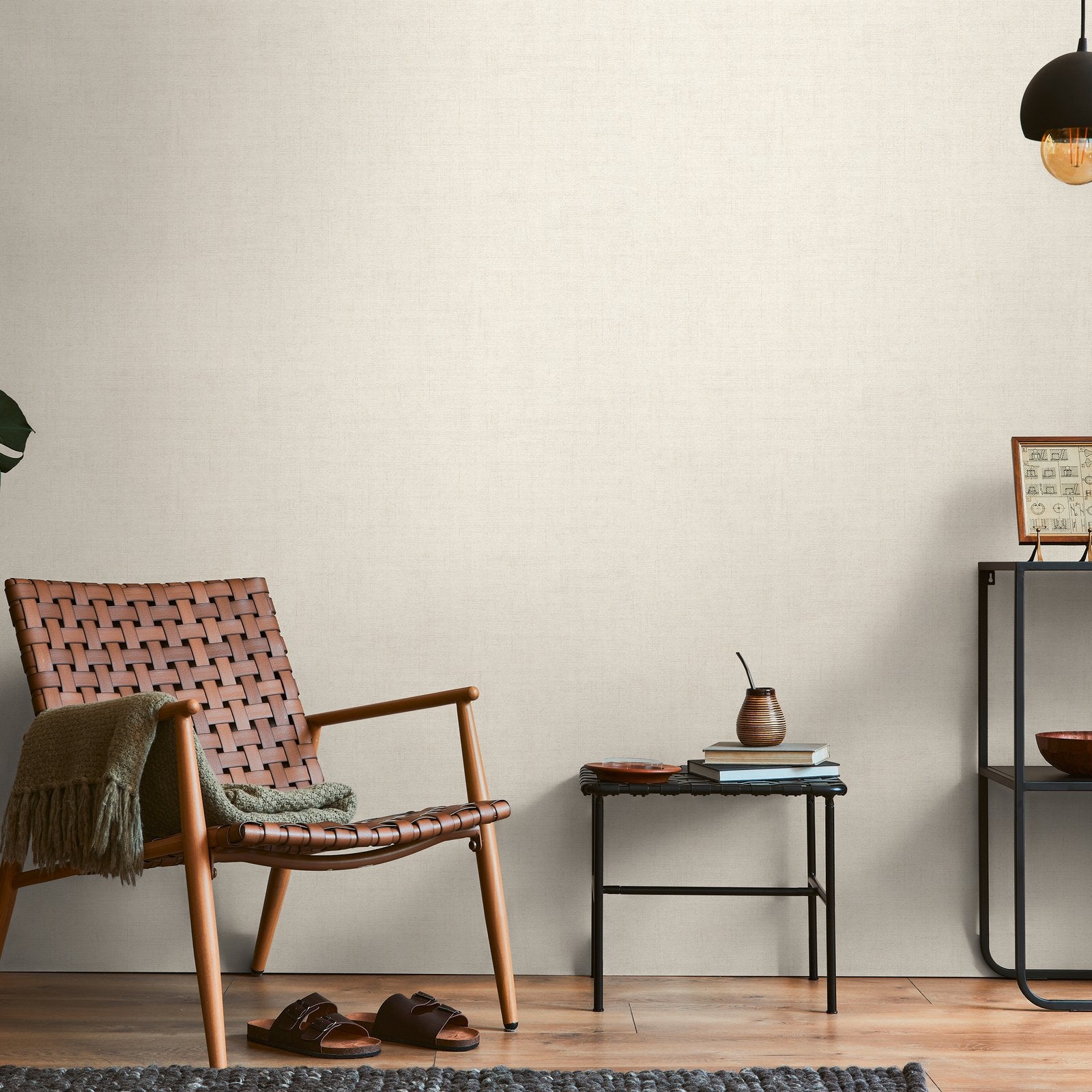 Plain Texture Wallpaper in Beige color - pattern number HV41070 - by Galerie in the Havana 2 collection